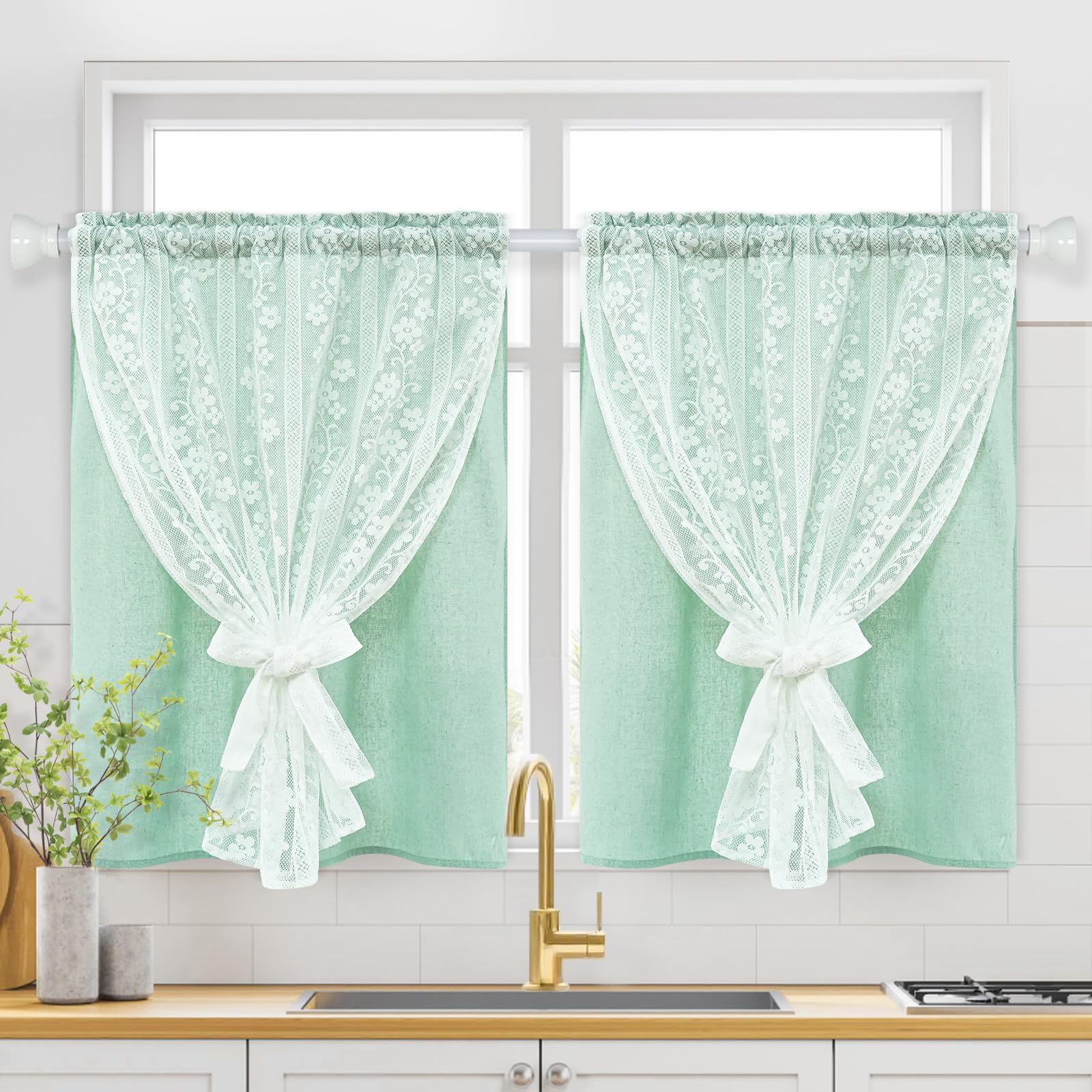2-Panel 52×84" Beige Linen Curtains, Boho Farmhouse Window Drapes