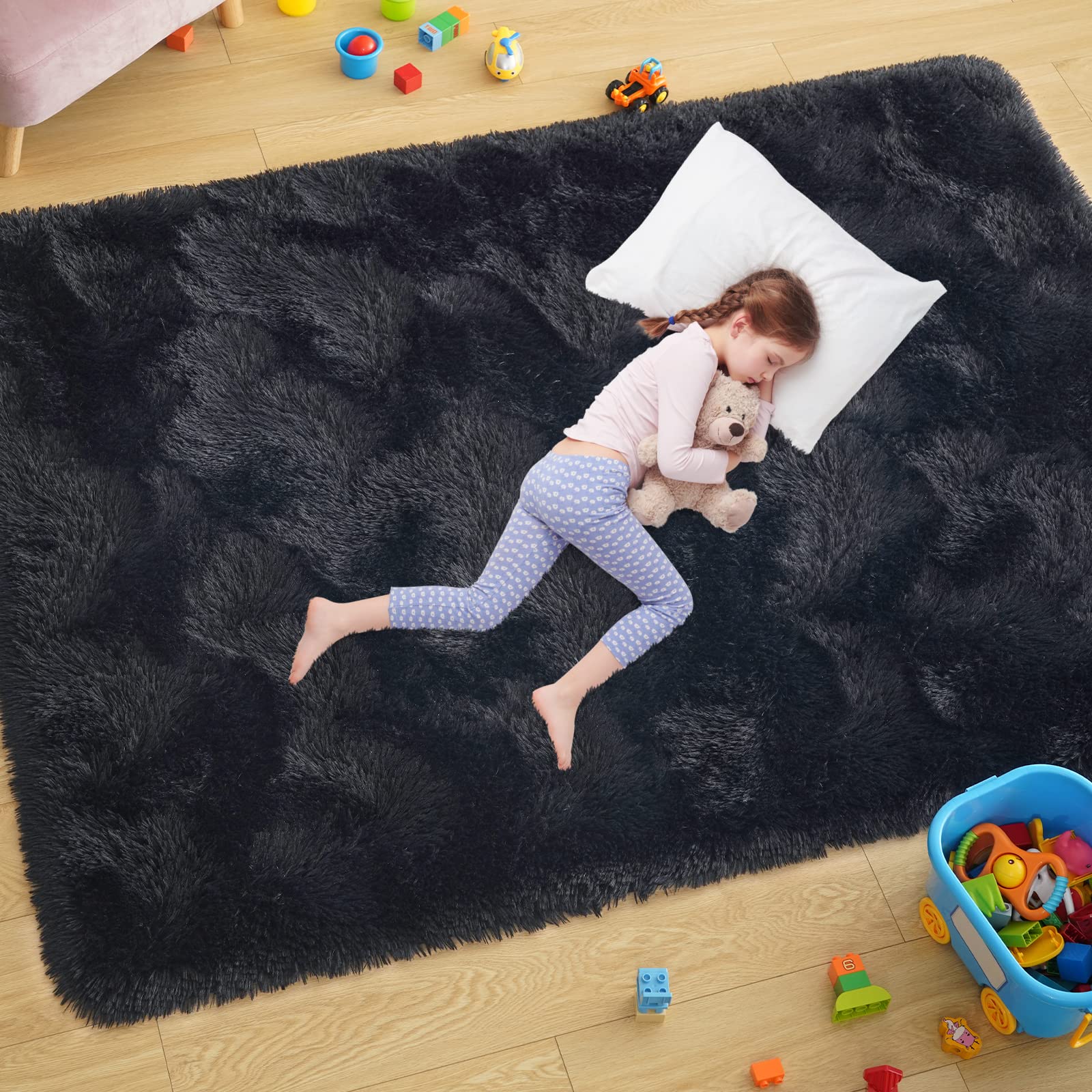 Ultra Soft Fluffy Rugs for Bedroom 4x6 Feet, Shag Area Rugs for Living Room, Large Comfy Furry Rug for Boys Kids Baby Room Decor, Non Slip Nursery Rug Modern Indoor Fuzzy Floor Carpet, Light Blue