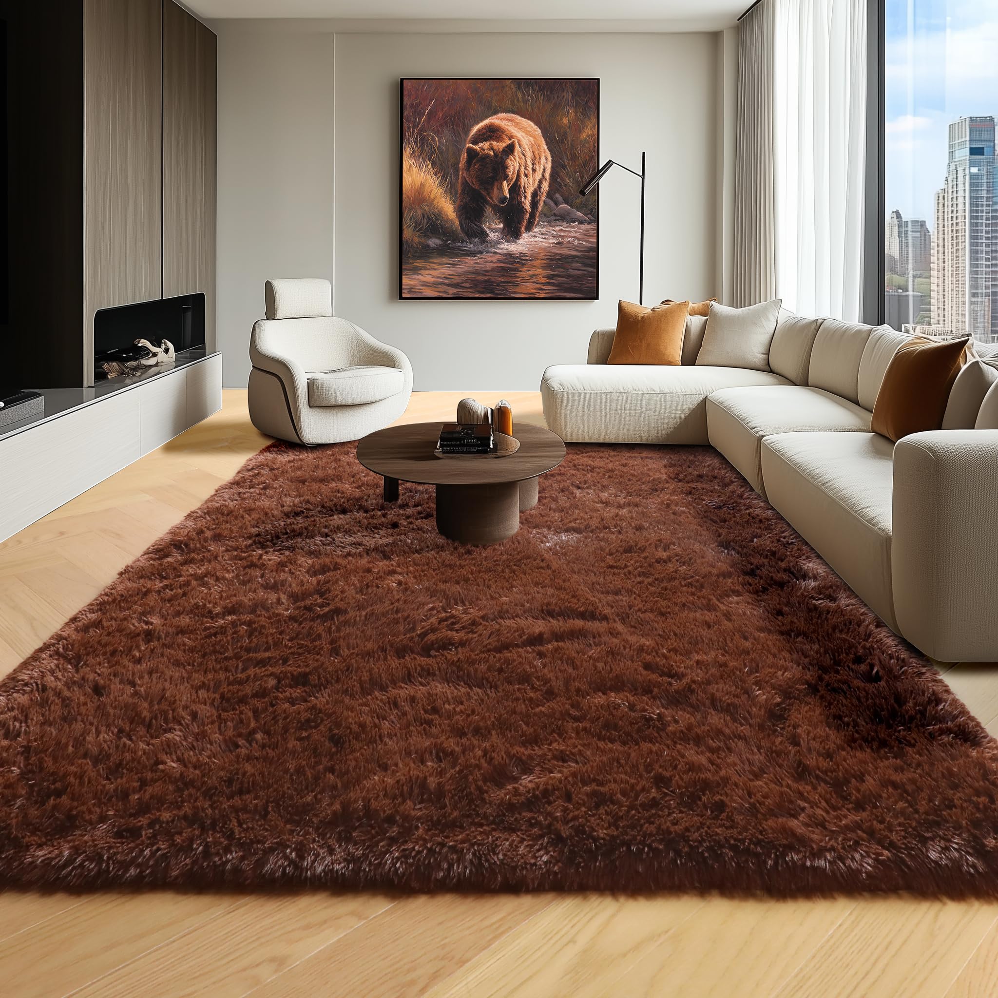 ONASAR Tie-Dyed Dark Grey Round Area Rugs 5ft, Ultra Soft Bedroom Circle Rug for Kids Girls Teen Room, Fluffy Plush Shaggy Carpet Floor Mats for Baby Nursery Living Room Playroom Home Decor