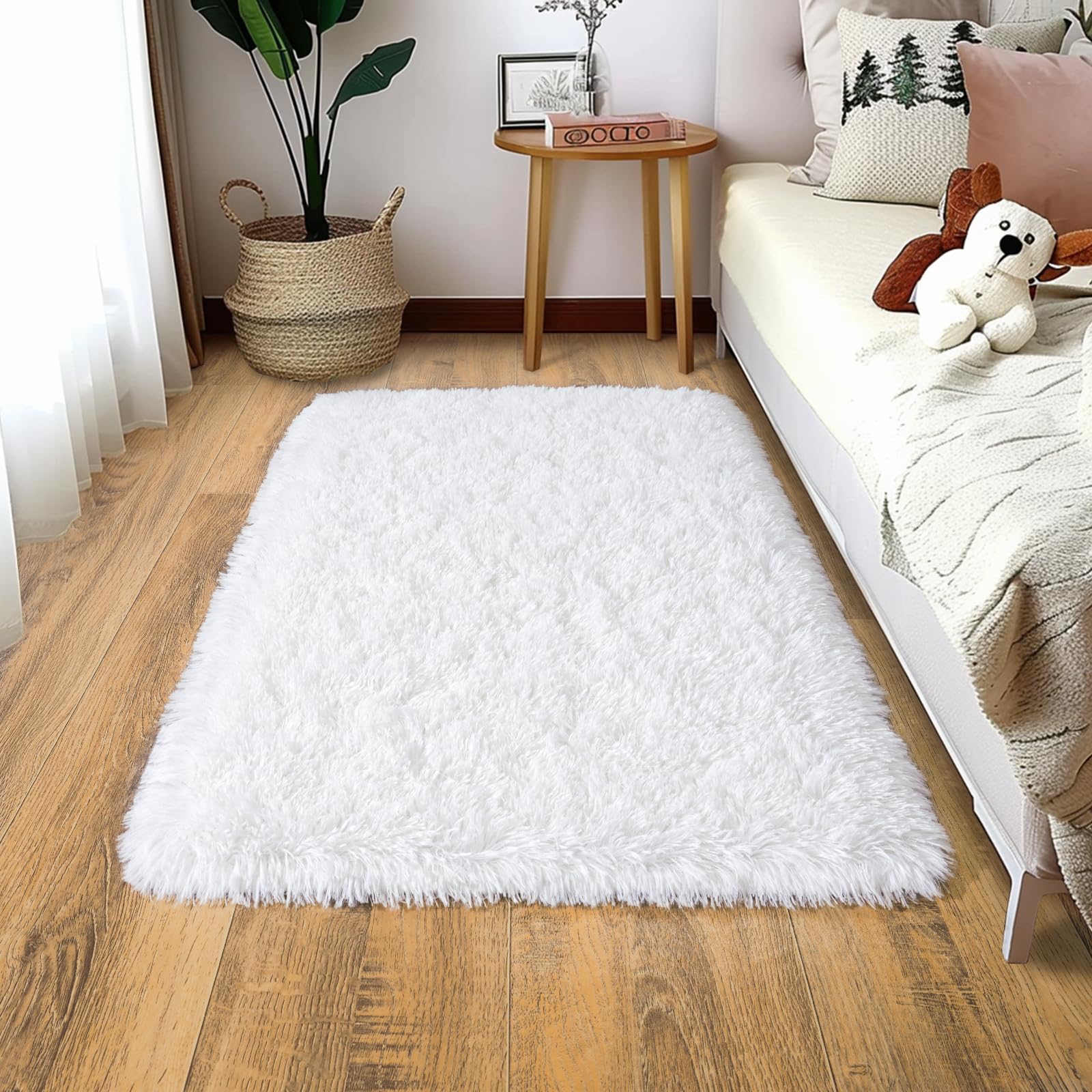 Fluffy Rugs for Living Room Bedroom, 5x7 Feet Abstract Blue Shag Area Rugs, Non-Slip Indoor Modern Fuzzy Plush Floor Carpet for Dorm Nursery Kids Room Decor, Soft Shaggy Throw Rug