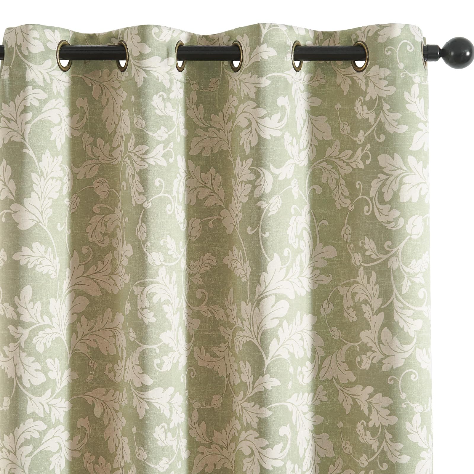 jinchan Vintage Curtains 84 Inch Long Cream Scroll Floral Dusty Blue Curtians for Living Room Bedroom Room Darkenign Drapes Thermal Insulated Classic Traditional Privacy Grommet Top 2 Panels