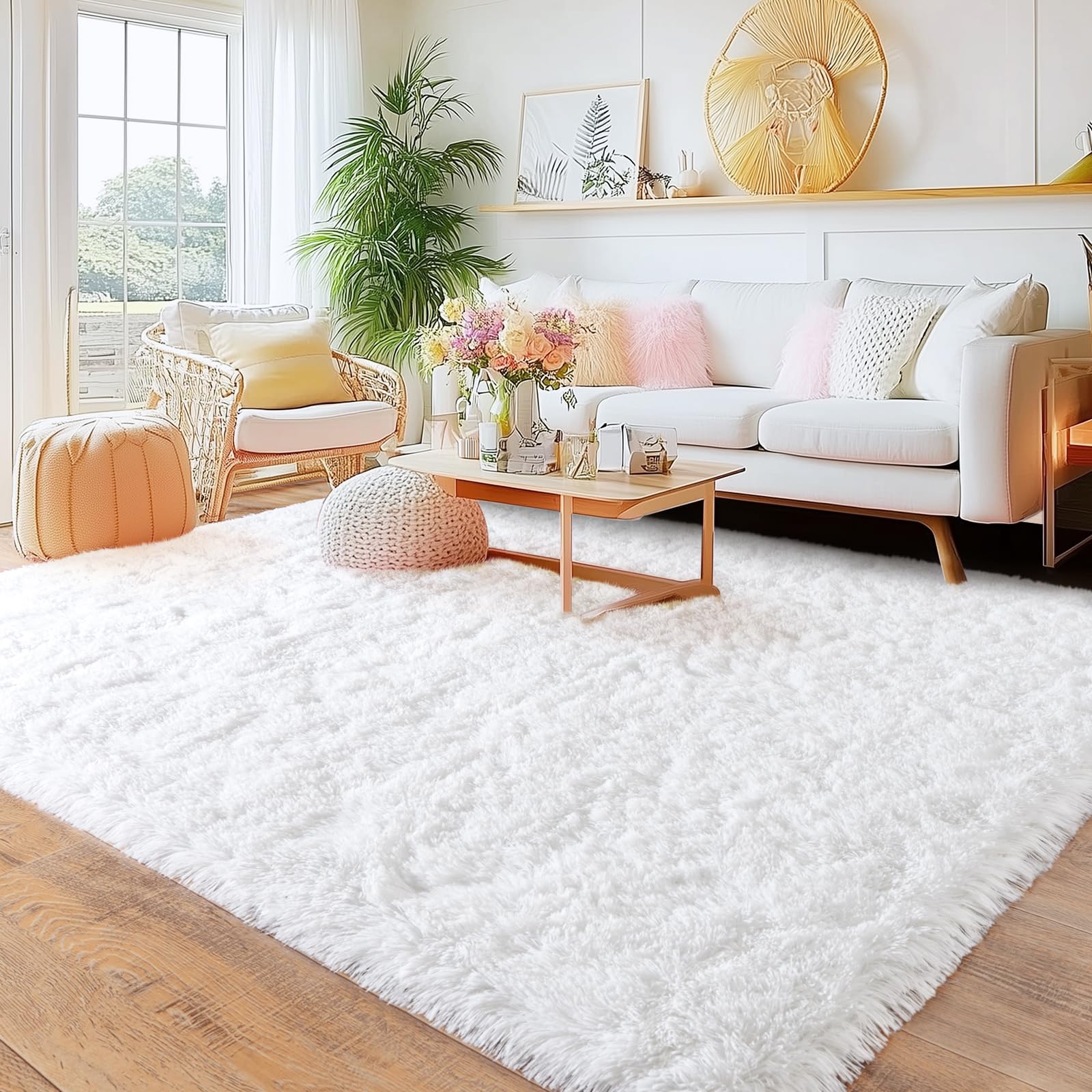 8x10 Area Rugs for Living Room, Large Ultra Fluffy Fuzzy Shag Rug for Bedroom, Modern Plush Soft High Pile Upgrade Non-Slip Carpet for Kids Girls and Boys Room Decor, Tie-Dyed Blue Grey