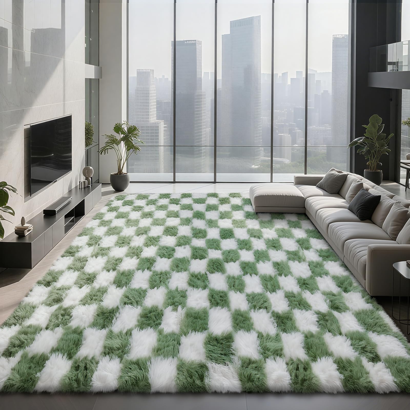 Shag Area Rugs for Bedroom Living Room,8X10 Ultra Soft Fluffy Area Rugs for Dorm, Indoor Carpet Nursery Rugs for Kids Girls Room Home Decor,Tie-Dye Grey