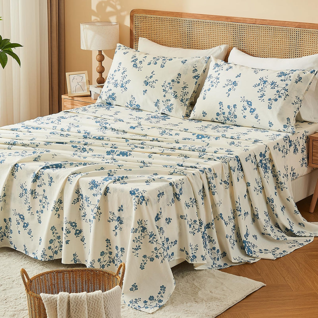 Bedlifes 100% French Linen Sheets Queen Size 18-24”Extra Deep Pocket 4-Piece Set Breathable & Moisture-Wicking,Soft & Durable Sheets for Thick Mattresses(Linen)