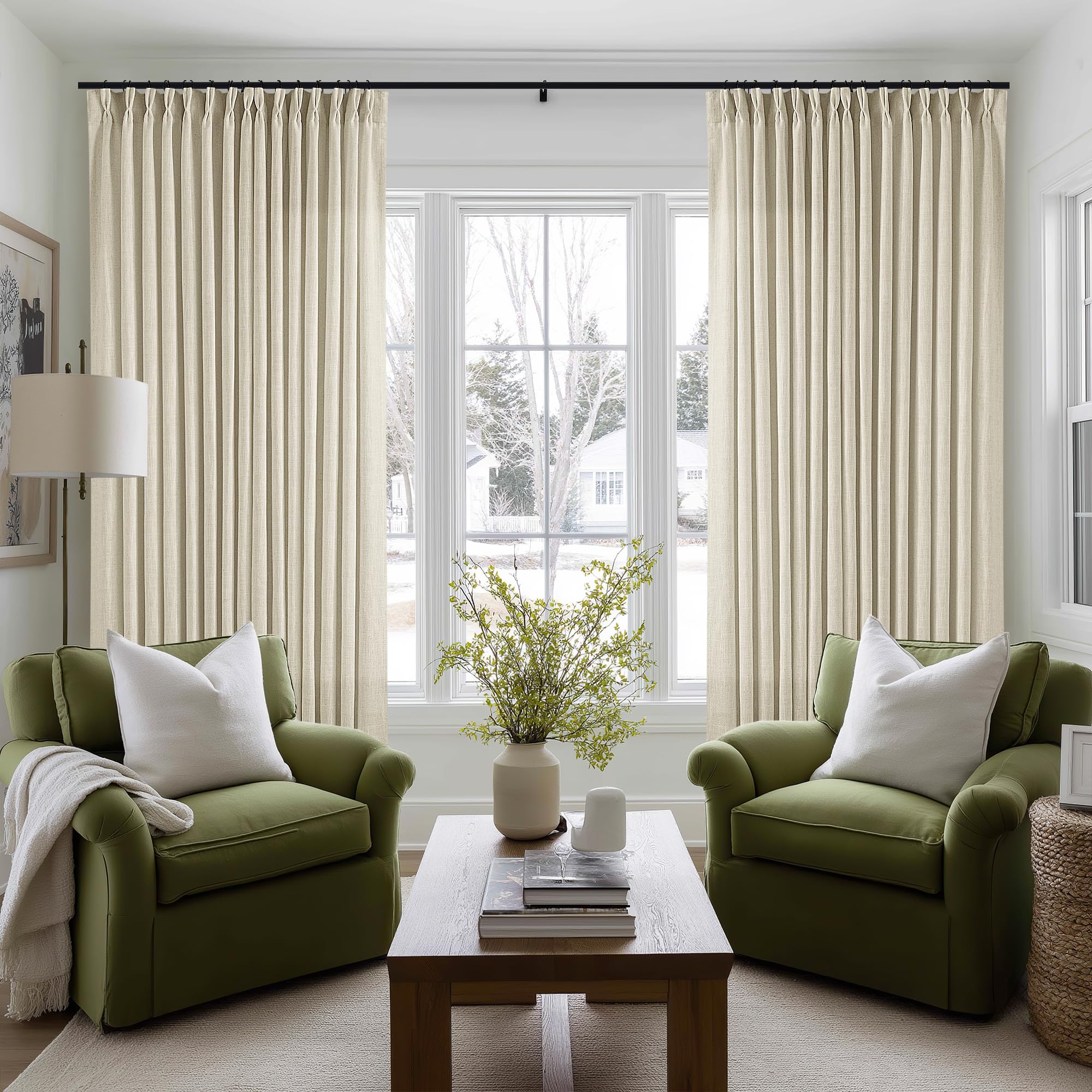 Dutch Cocoa Pinch Pleated Linen Curtains 84 Inches Long 60 Inch Width Linen Blend Light Filtering Window Curtains 84 Inch for Living Room Bedroom Patio Pinch Pleat Drapes Hooks Rings 1 Panel 60Wx84L