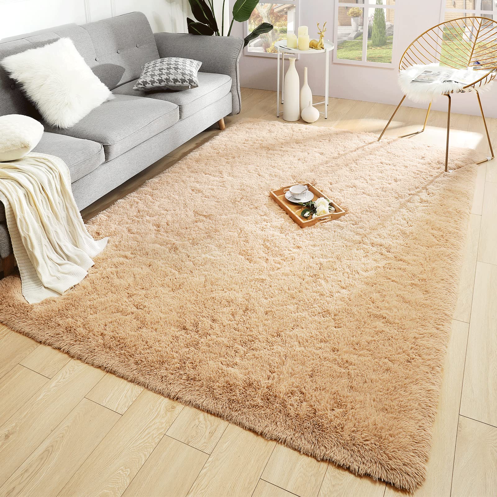 Merelax Soft Modern Indoor Shaggy Area Rug for Bedroom Livingroom Dorm Kids Room Home Decorative, Non-Slip Plush Fluffy Furry Fur Rugs Comfy Nursery Accent Floor Carpet 2x3 Feet, Black