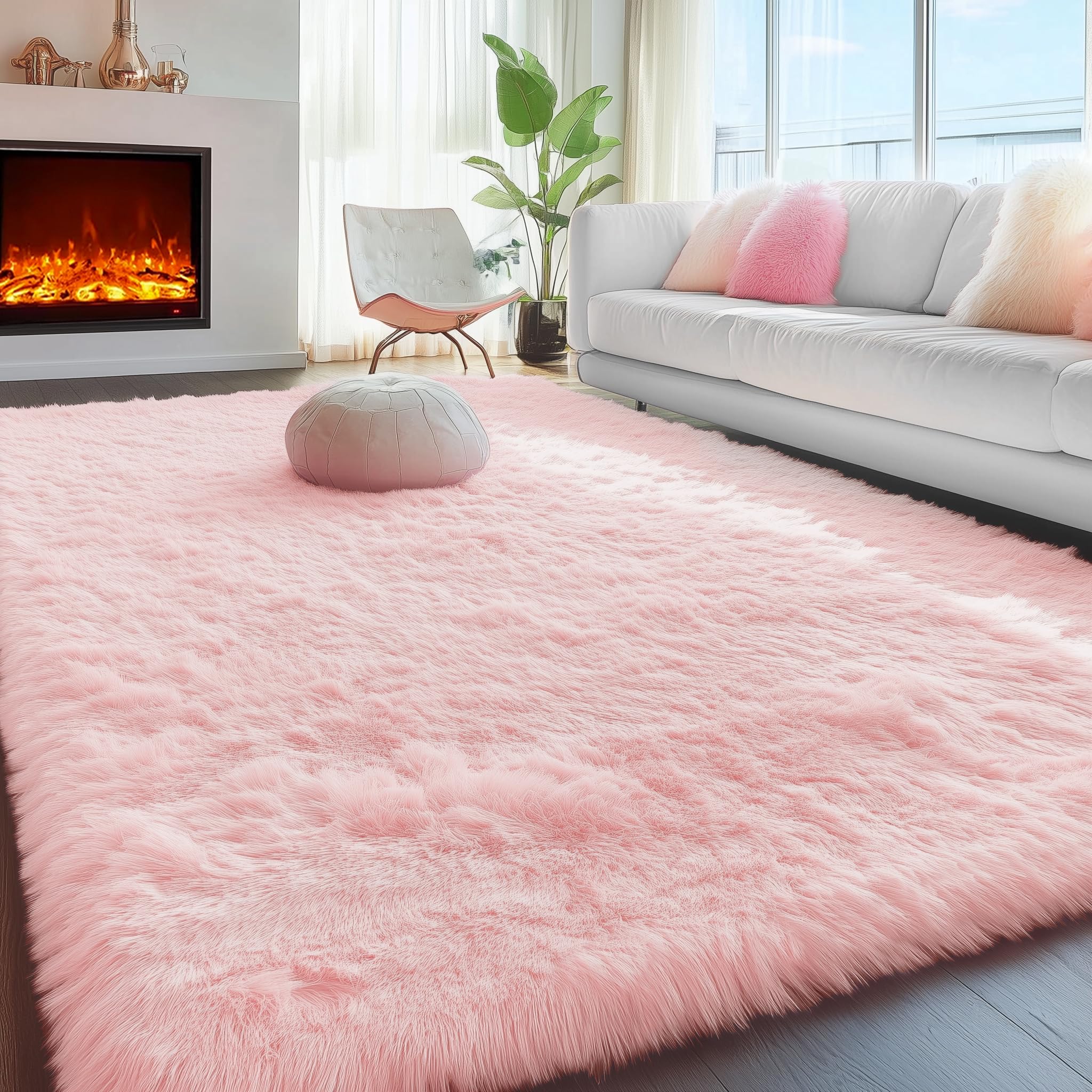 PAGISOFE Abstract Soft Shaggy Rugs for Living Room 5x8 Ft,Tie-Dyed Grey Fluffy Rugs for Kids Room Furry Carpets for Bedroom Room Decor Aesthetic Large Shag Carpet for Boys Girls Dorm Nursery