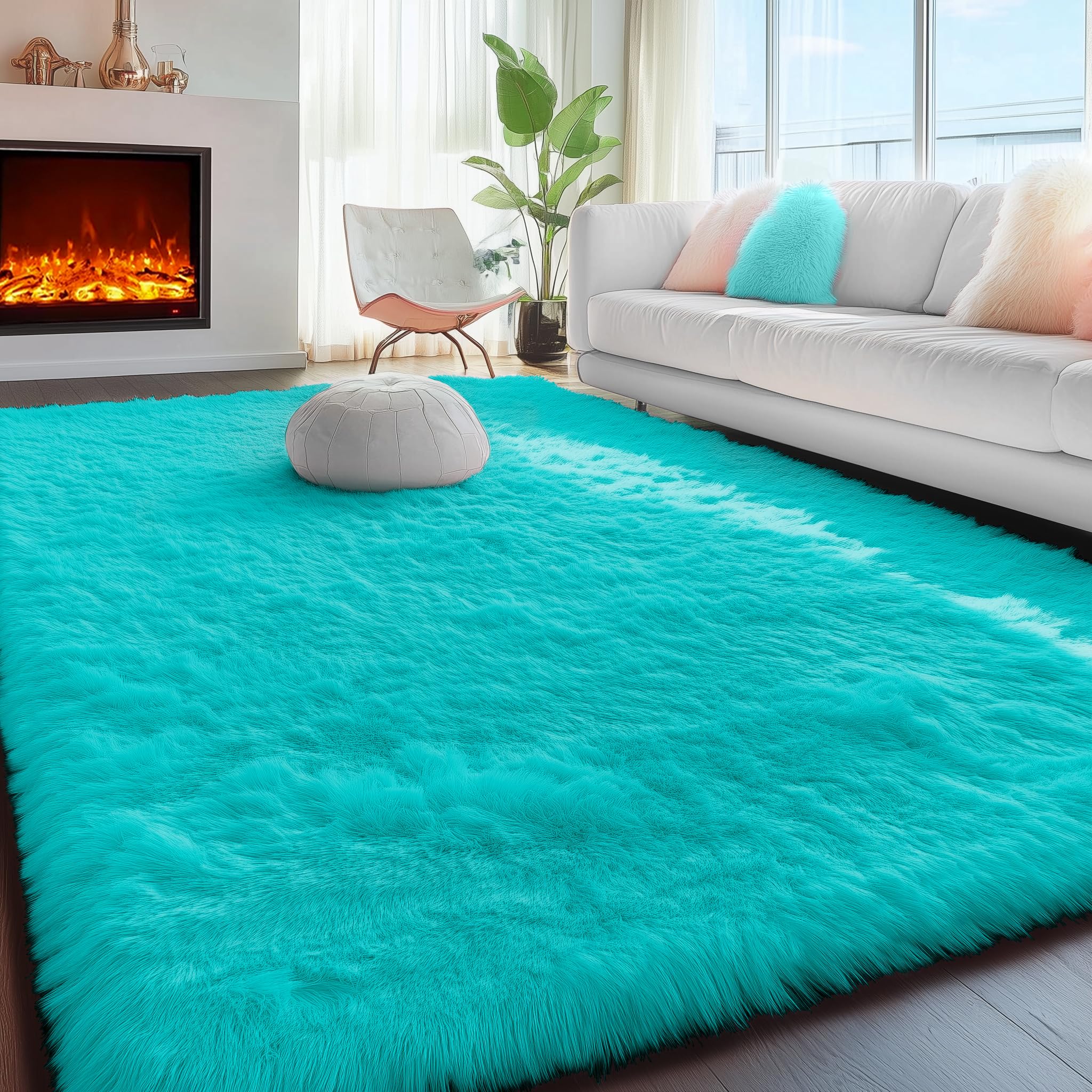 PAGISOFE Abstract Soft Shaggy Rugs for Living Room 5x8 Ft,Tie-Dyed Grey Fluffy Rugs for Kids Room Furry Carpets for Bedroom Room Decor Aesthetic Large Shag Carpet for Boys Girls Dorm Nursery
