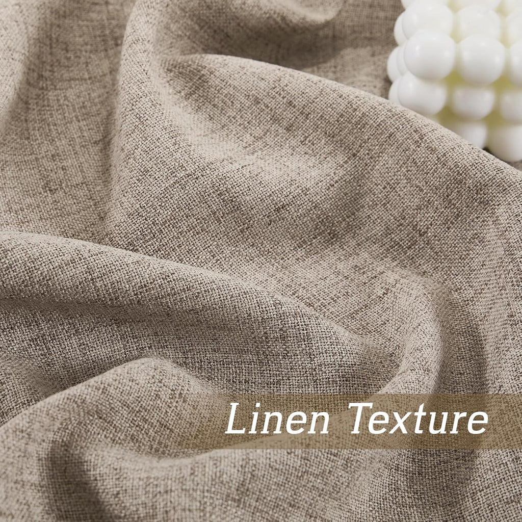 RYB HOME Linen Sheer Curtains and Drapes for Living Room 108 inches Length, Breathable Back Tab/Rod Pocket Semi Sheer Curtains, Oatmeal, W 52 x L 108 inches, 2 Panels Set