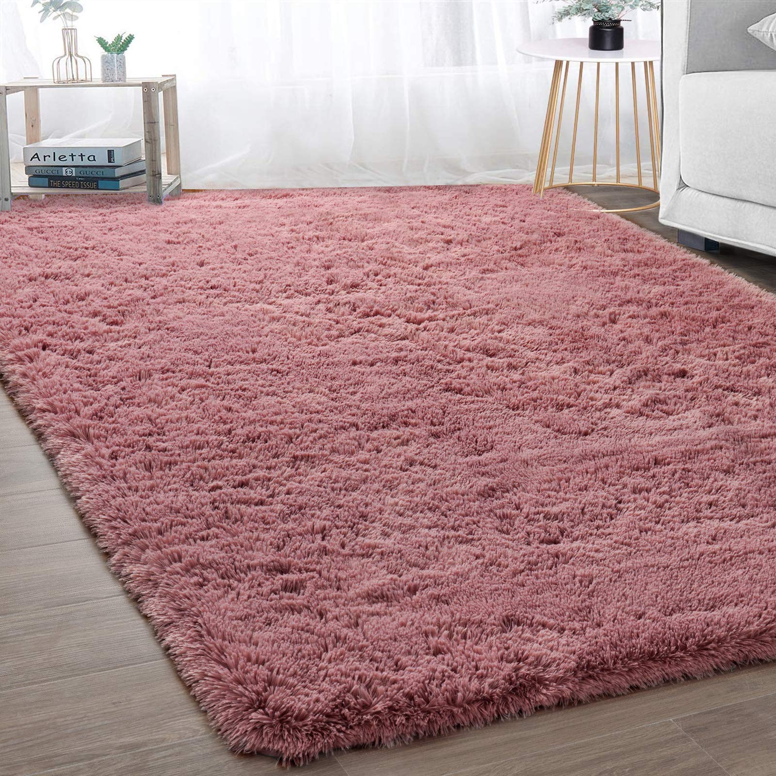Merelax Soft Modern Indoor Shaggy Area Rug for Bedroom Livingroom Dorm Kids Room Home Decorative, Non-Slip Plush Fluffy Furry Fur Rugs Comfy Nursery Accent Floor Carpet 2x3 Feet, Black