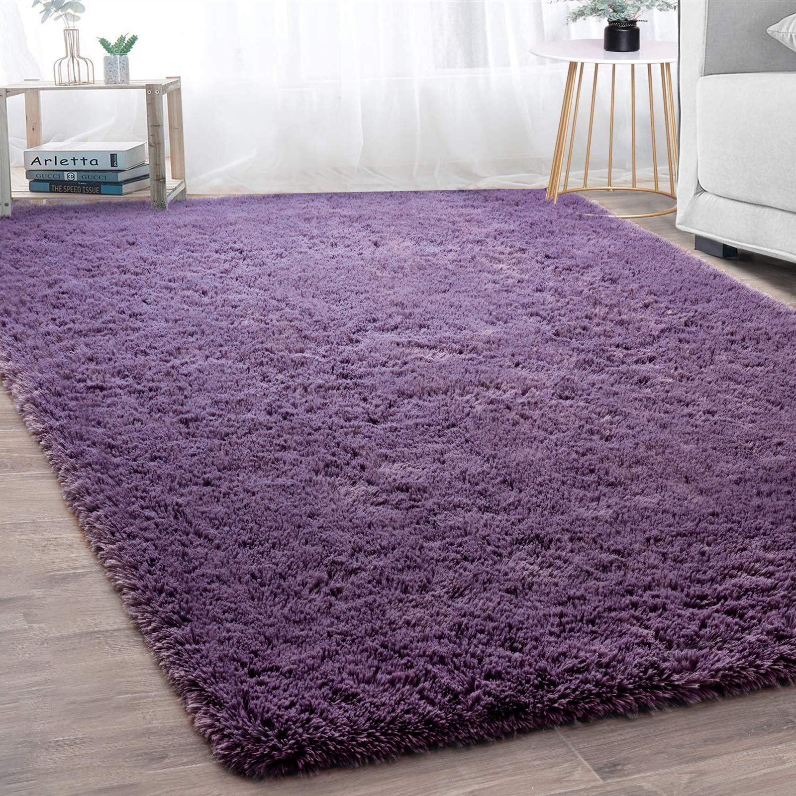 Merelax Soft Modern Indoor Shaggy Area Rug for Bedroom Livingroom Dorm Kids Room Home Decorative, Non-Slip Plush Fluffy Furry Fur Rugs Comfy Nursery Accent Floor Carpet 2x3 Feet, Black
