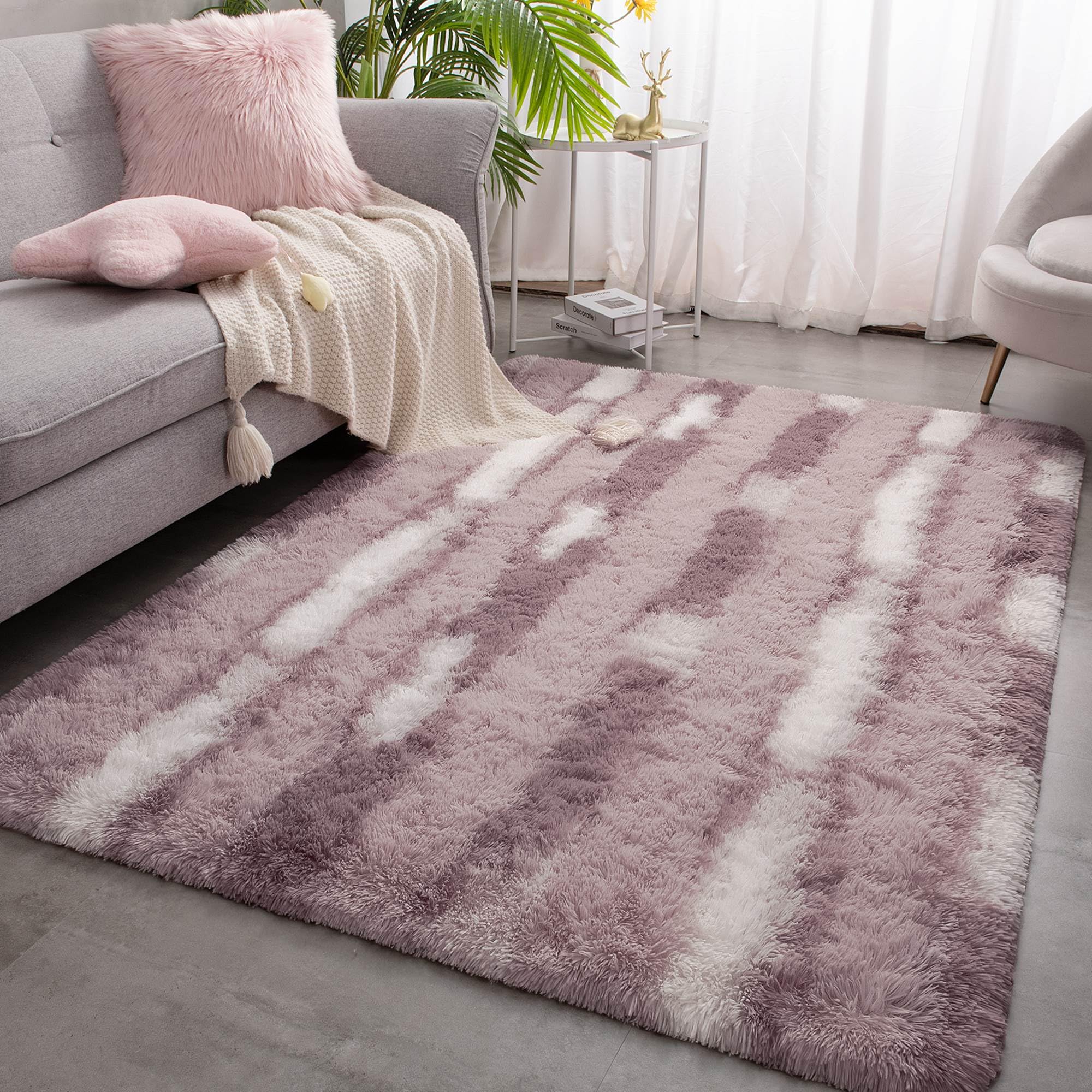 Merelax Soft Modern Indoor Shaggy Area Rug for Bedroom Livingroom Dorm Kids Room Home Decorative, Non-Slip Plush Fluffy Furry Fur Rugs Comfy Nursery Accent Floor Carpet 2x3 Feet, Black