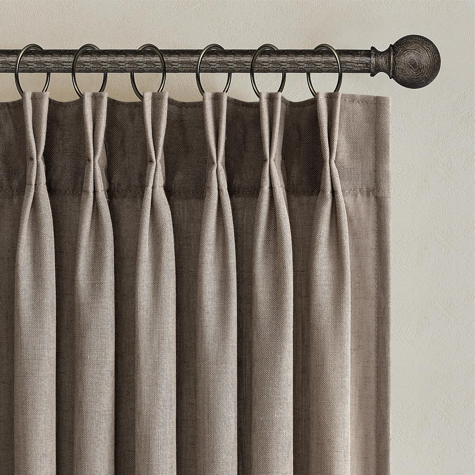 Topfinel 102 Inch Curtains 1 Panels Set,One Packs Pinch Pleat Back Tab Linen Window Semi Sheer Privacy Thick Decorative Curtain Drapes for Living Room Bedroom,60x102 in Long,Oatmeal