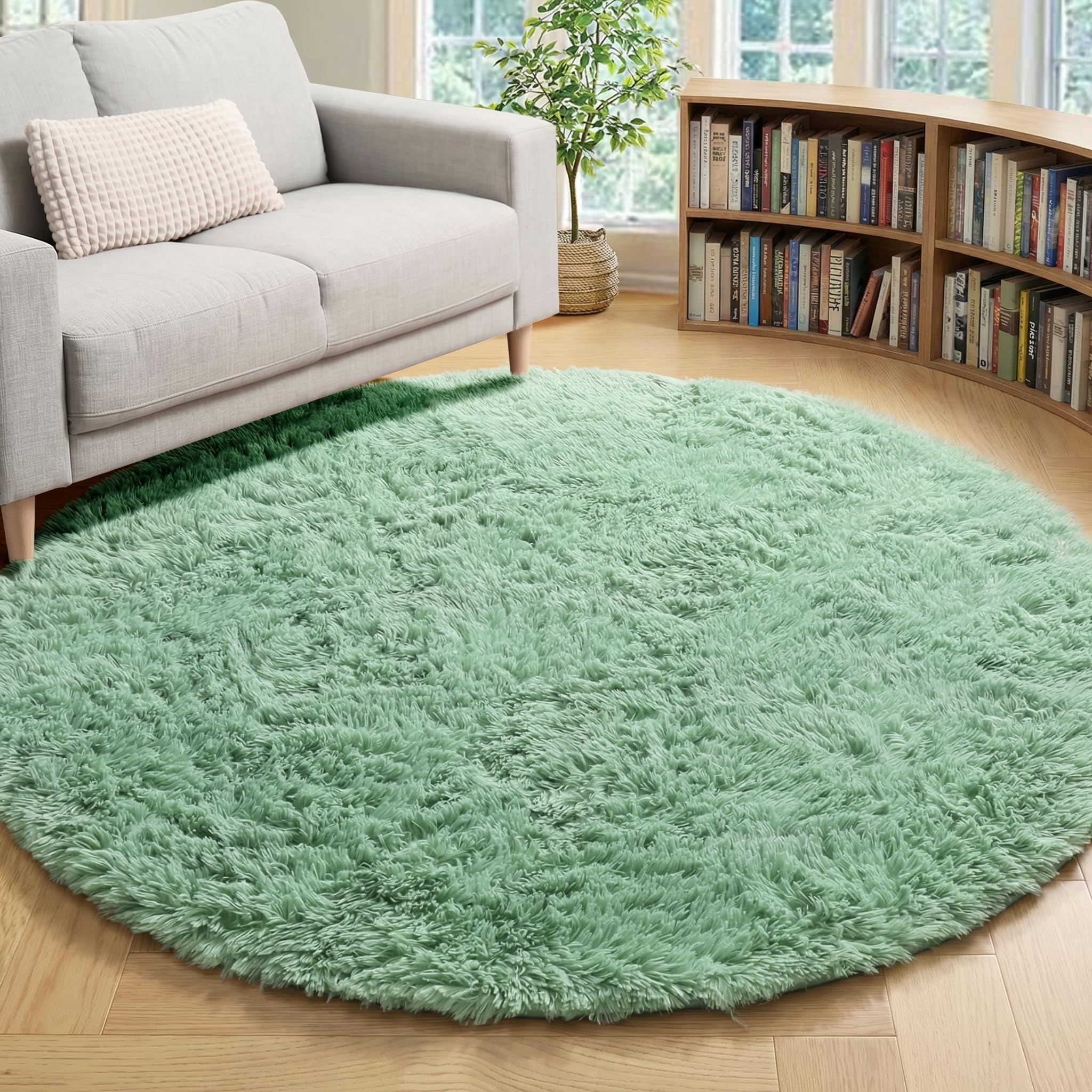 ONASAR Tie-Dyed Dark Grey Round Area Rugs 5ft, Ultra Soft Bedroom Circle Rug for Kids Girls Teen Room, Fluffy Plush Shaggy Carpet Floor Mats for Baby Nursery Living Room Playroom Home Decor