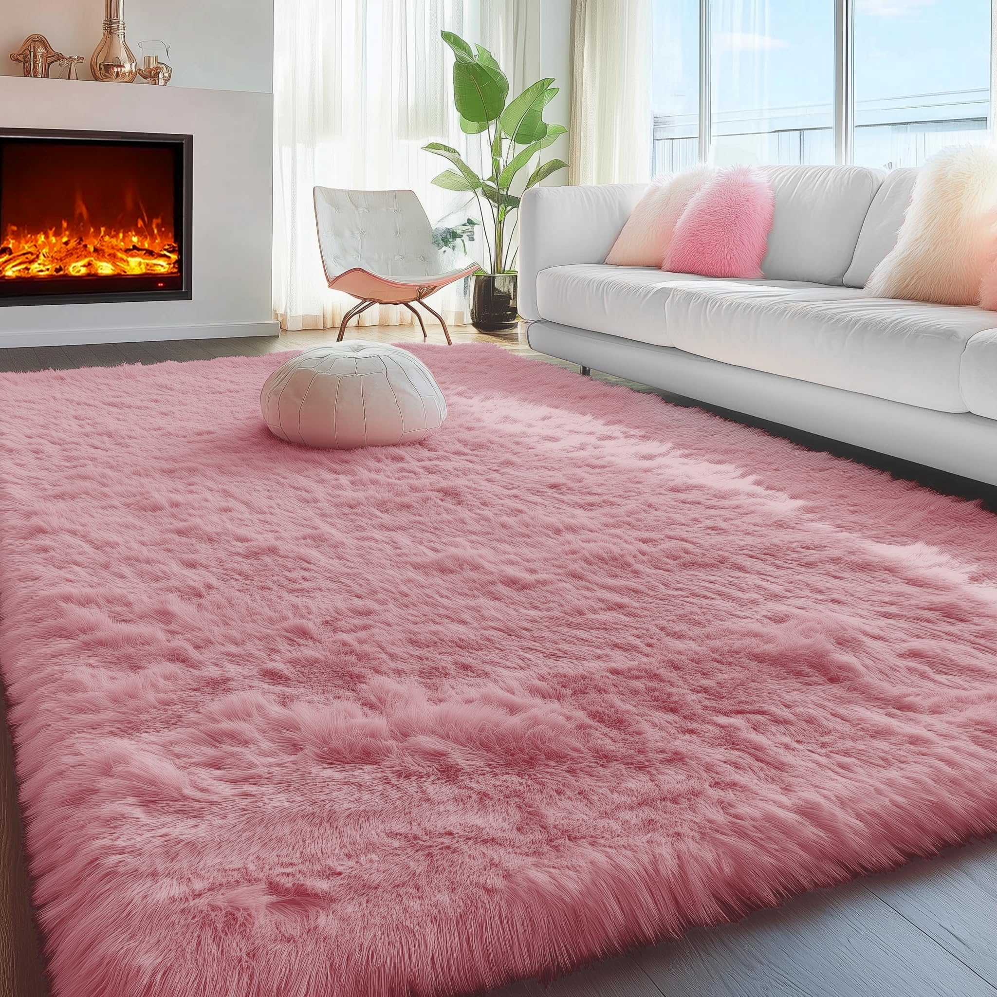 PAGISOFE Abstract Soft Shaggy Rugs for Living Room 5x8 Ft,Tie-Dyed Grey Fluffy Rugs for Kids Room Furry Carpets for Bedroom Room Decor Aesthetic Large Shag Carpet for Boys Girls Dorm Nursery