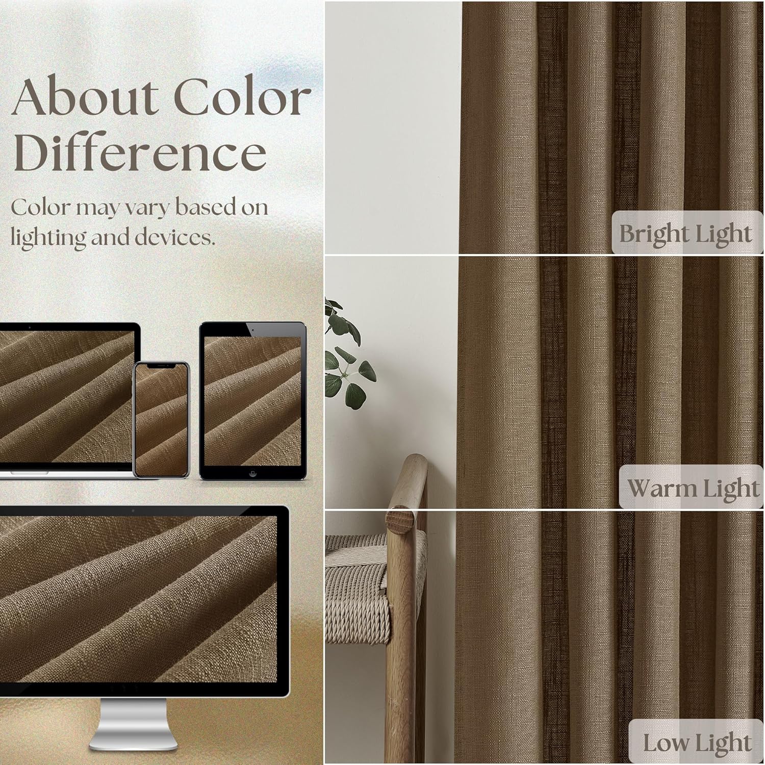Dutch Cocoa Pinch Pleated Linen Curtains 84 Inches Long 60 Inch Width Linen Blend Light Filtering Window Curtains 84 Inch for Living Room Bedroom Patio Pinch Pleat Drapes Hooks Rings 1 Panel 60Wx84L