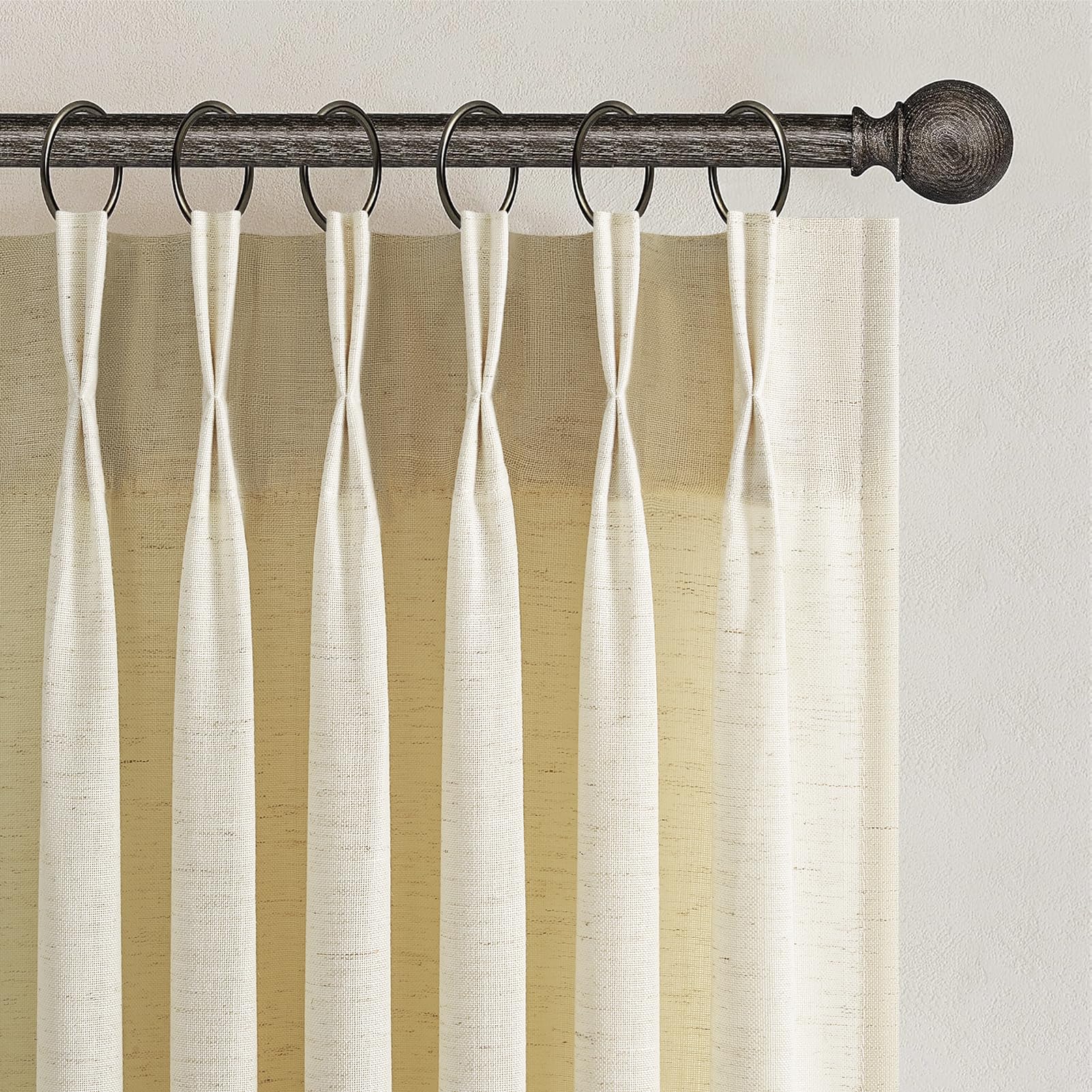Topfinel 102 Inch Curtains 1 Panels Set,One Packs Pinch Pleat Back Tab Linen Window Semi Sheer Privacy Thick Decorative Curtain Drapes for Living Room Bedroom,60x102 in Long,Oatmeal