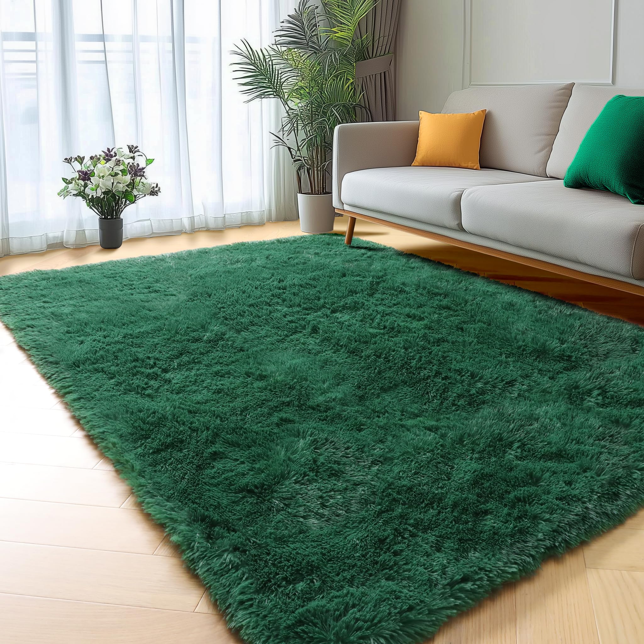 ONASAR Tie-Dyed Dark Grey Round Area Rugs 5ft, Ultra Soft Bedroom Circle Rug for Kids Girls Teen Room, Fluffy Plush Shaggy Carpet Floor Mats for Baby Nursery Living Room Playroom Home Decor