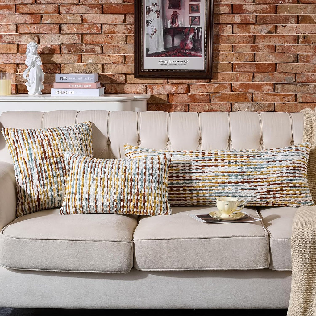 20×20 Inch Brown Boho Chenille Pillow Covers, Set of 2 Tufted Pillowcases for Home Decor