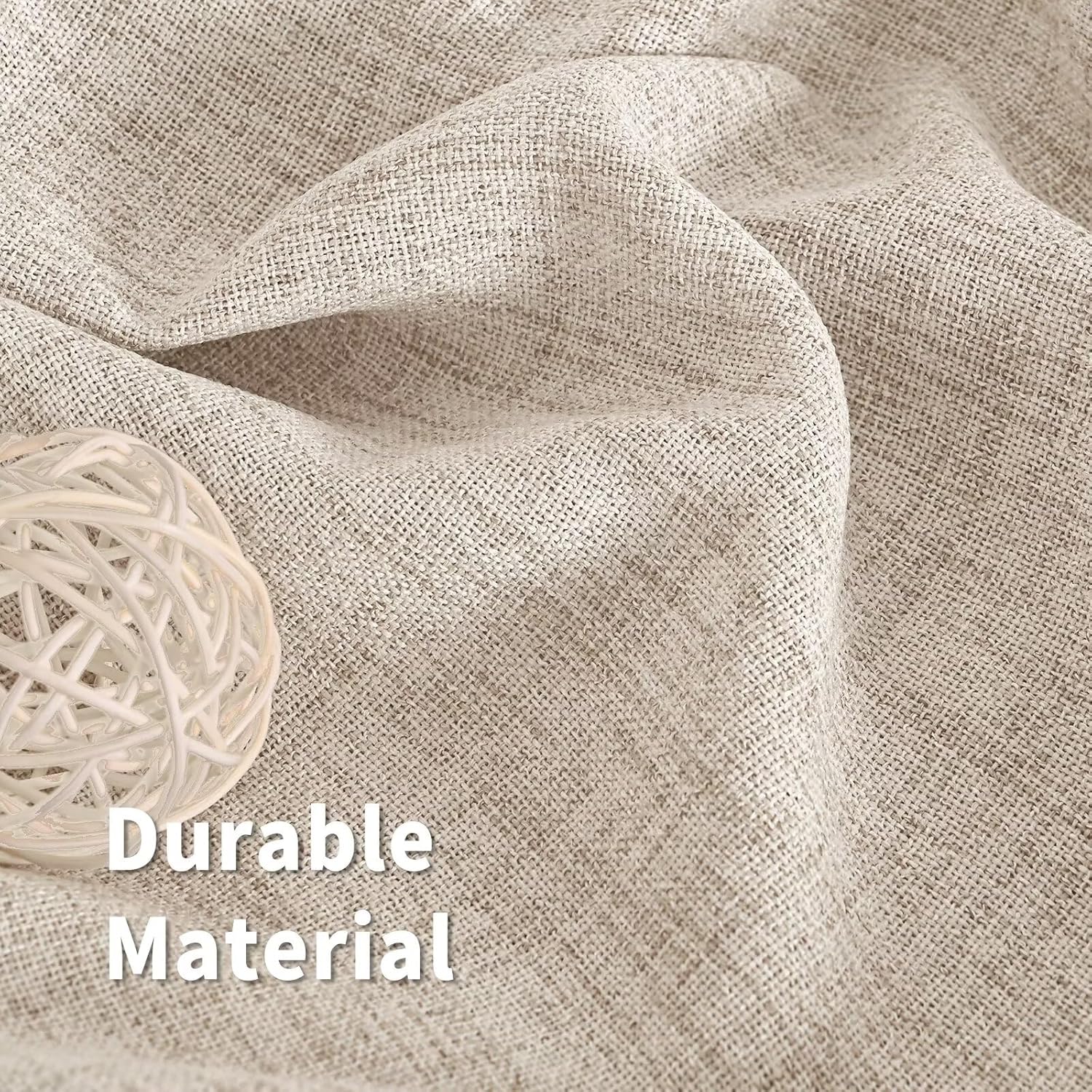 BGment Natural Linen Semi Sheer Curtains 96 Inch Length 2 Panels for Living Room, Beige Light Filtering Window Drapes with Rod Pocket Back Tab Extre Long for Dining Bedroom, 52 X 96 Inch