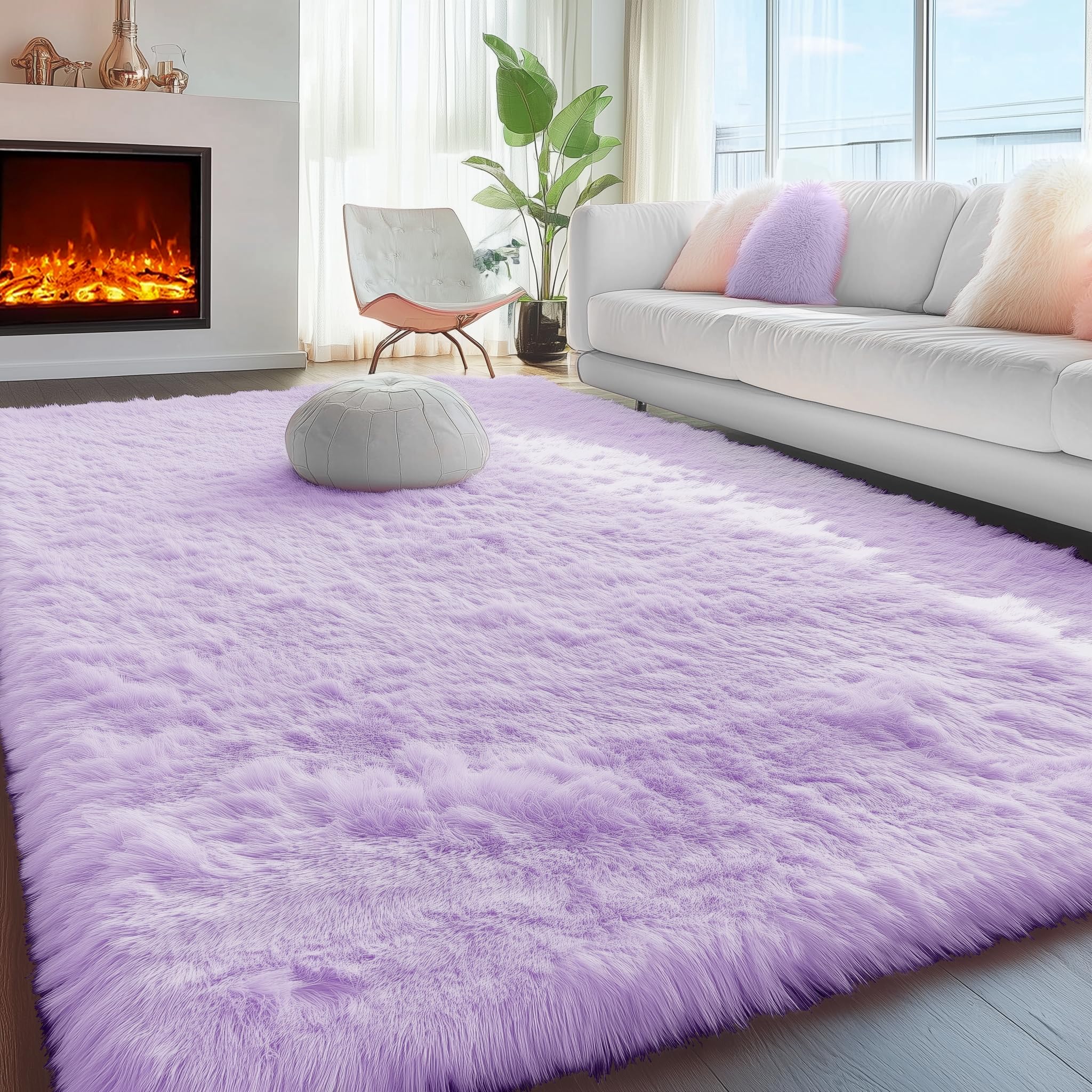 PAGISOFE Abstract Soft Shaggy Rugs for Living Room 5x8 Ft,Tie-Dyed Grey Fluffy Rugs for Kids Room Furry Carpets for Bedroom Room Decor Aesthetic Large Shag Carpet for Boys Girls Dorm Nursery