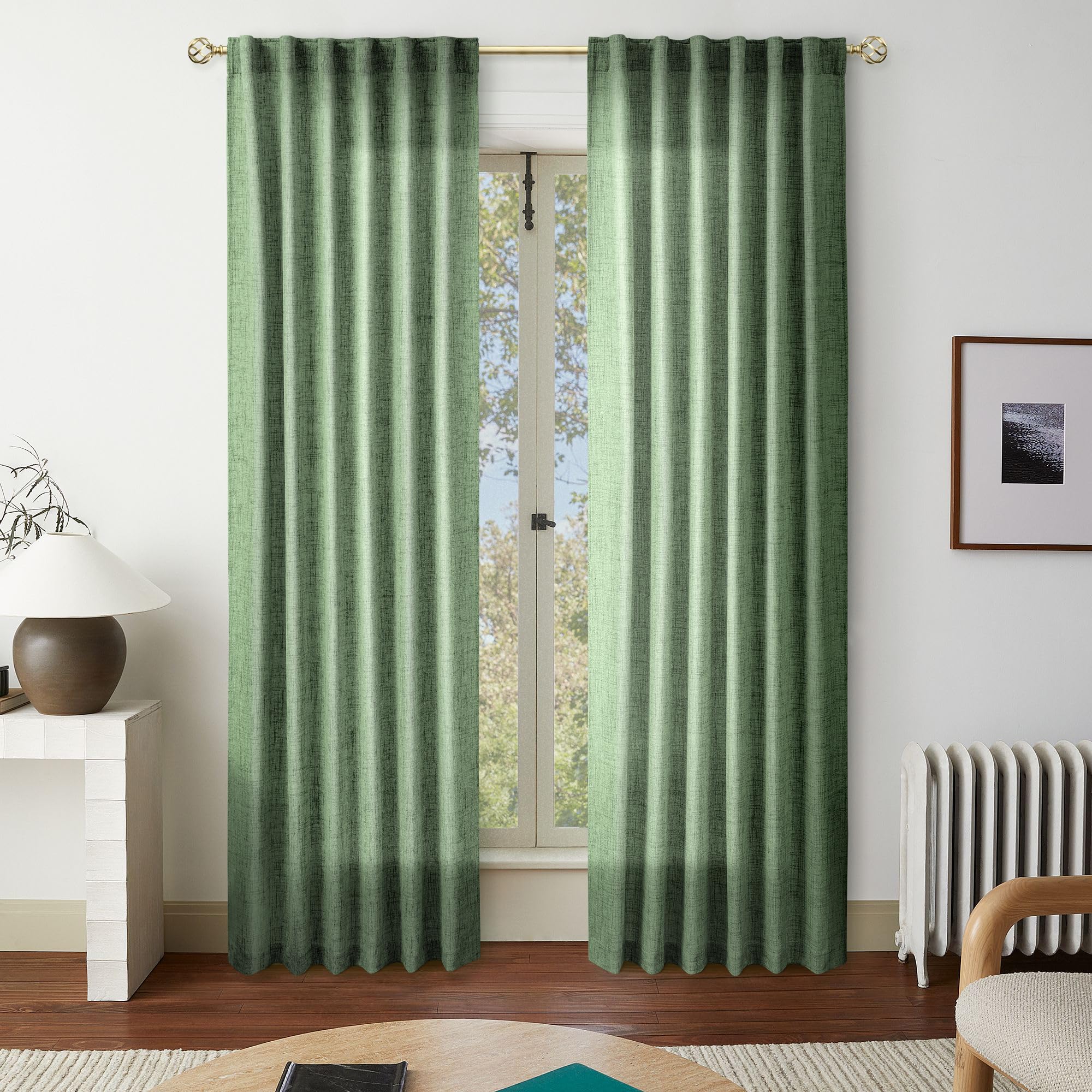 Natural Linen Back Tab Curtains 92 inch Long 2 Panels Set for Living Room Semi Sheer Light Filtering Window Drape Neutral Country Farmhouse Boho Curtains for Bedroom Cream Beige