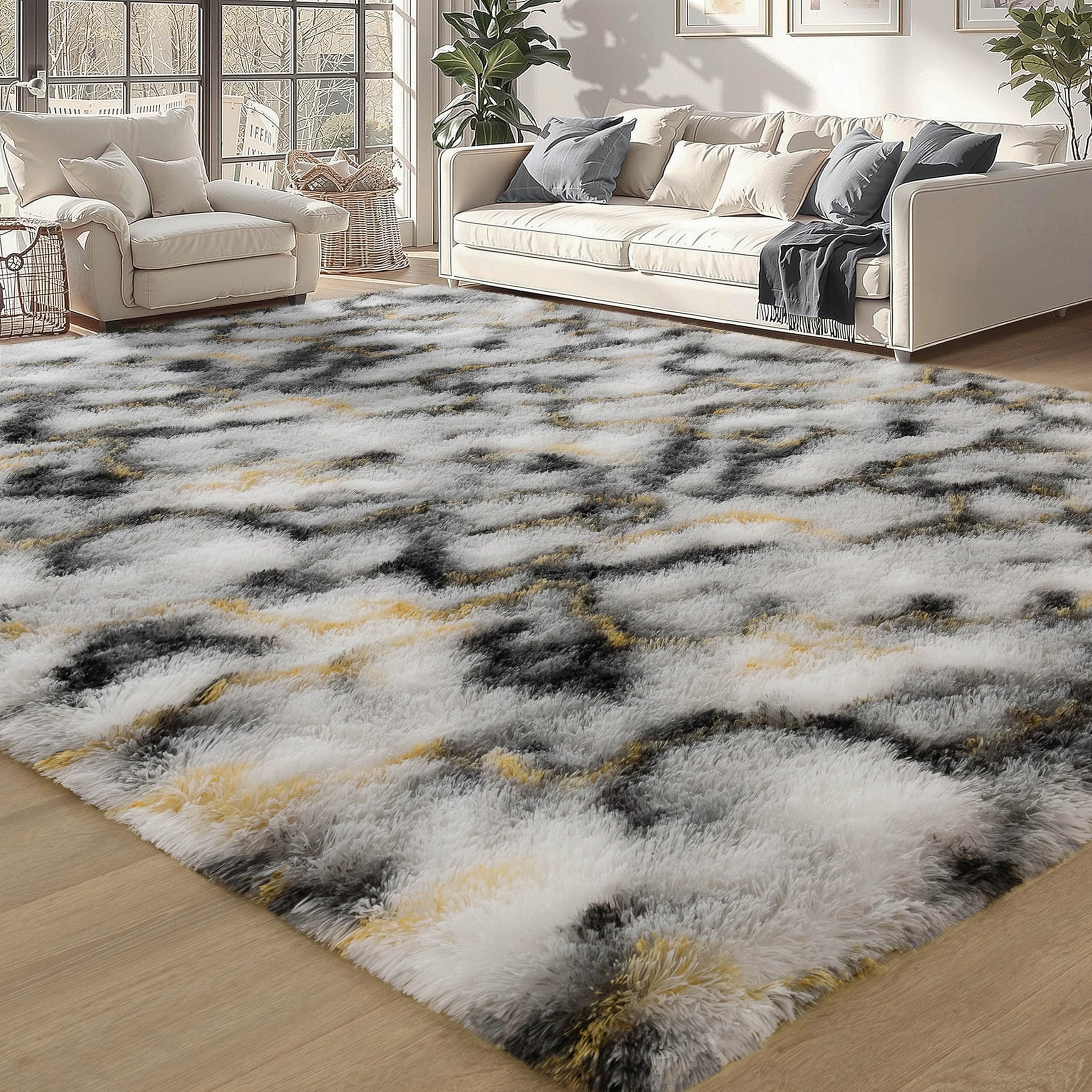 Merelax Soft Modern Indoor Shaggy Area Rug for Bedroom Livingroom Dorm Kids Room Home Decorative, Non-Slip Plush Fluffy Furry Fur Rugs Comfy Nursery Accent Floor Carpet 2x3 Feet, Black
