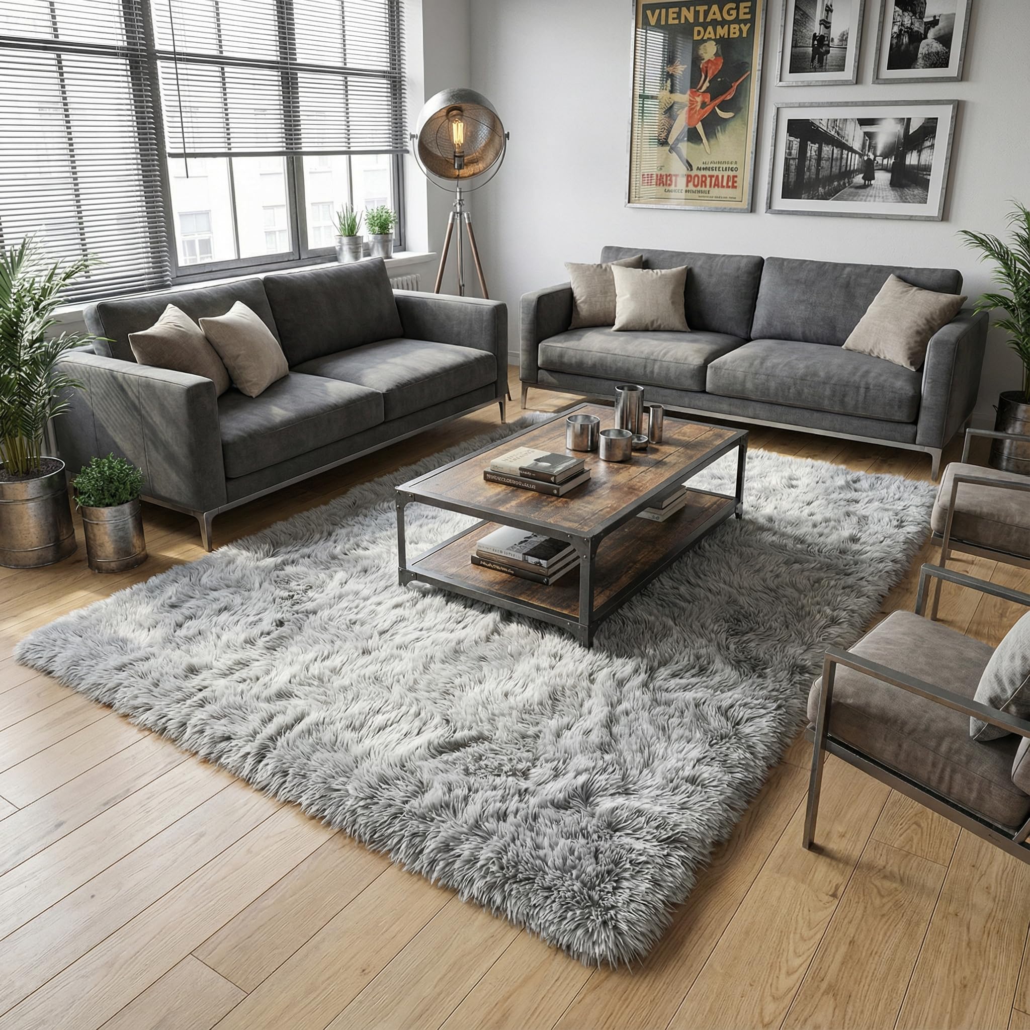 Merelax Soft Modern Indoor Shaggy Area Rug for Bedroom Livingroom Dorm Kids Room Home Decorative, Non-Slip Plush Fluffy Furry Fur Rugs Comfy Nursery Accent Floor Carpet 2x3 Feet, Black