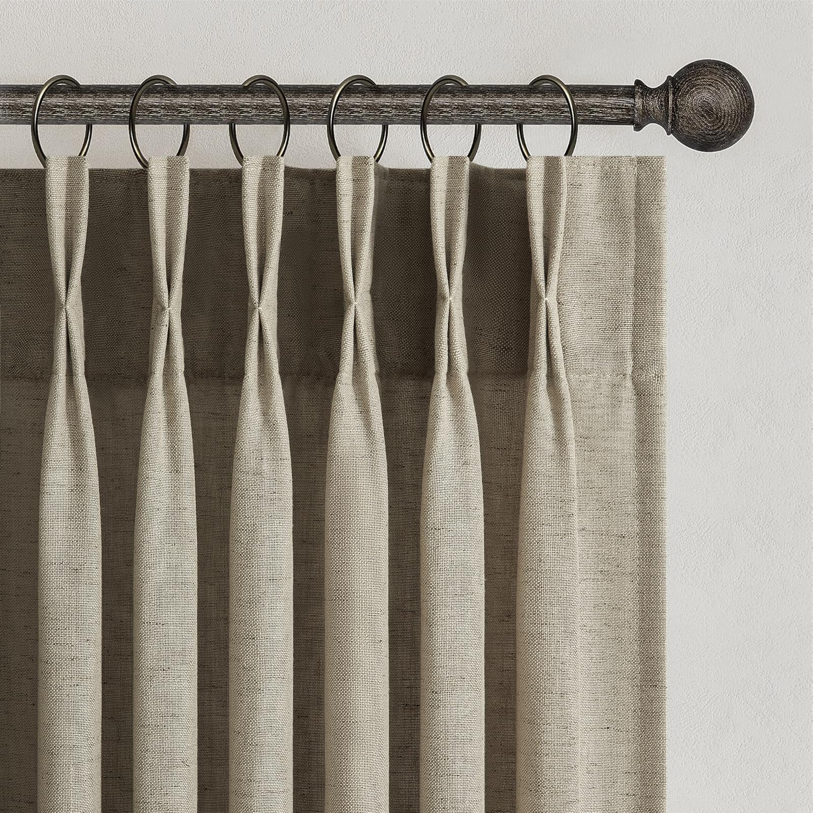 Topfinel 102 Inch Curtains 1 Panels Set,One Packs Pinch Pleat Back Tab Linen Window Semi Sheer Privacy Thick Decorative Curtain Drapes for Living Room Bedroom,60x102 in Long,Oatmeal