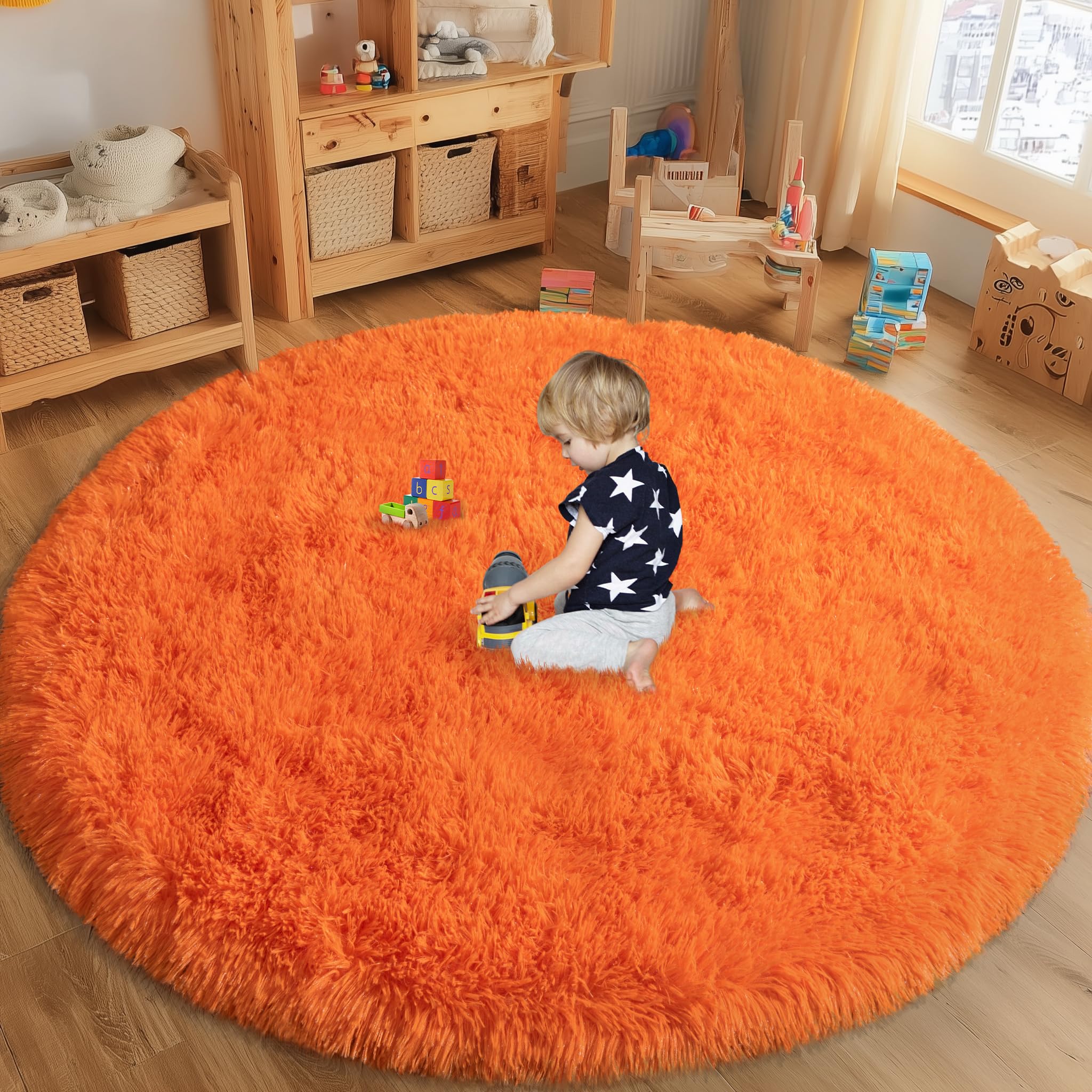 Fluffy Rugs for Living Room Bedroom, 5x7 Feet Abstract Blue Shag Area Rugs, Non-Slip Indoor Modern Fuzzy Plush Floor Carpet for Dorm Nursery Kids Room Decor, Soft Shaggy Throw Rug