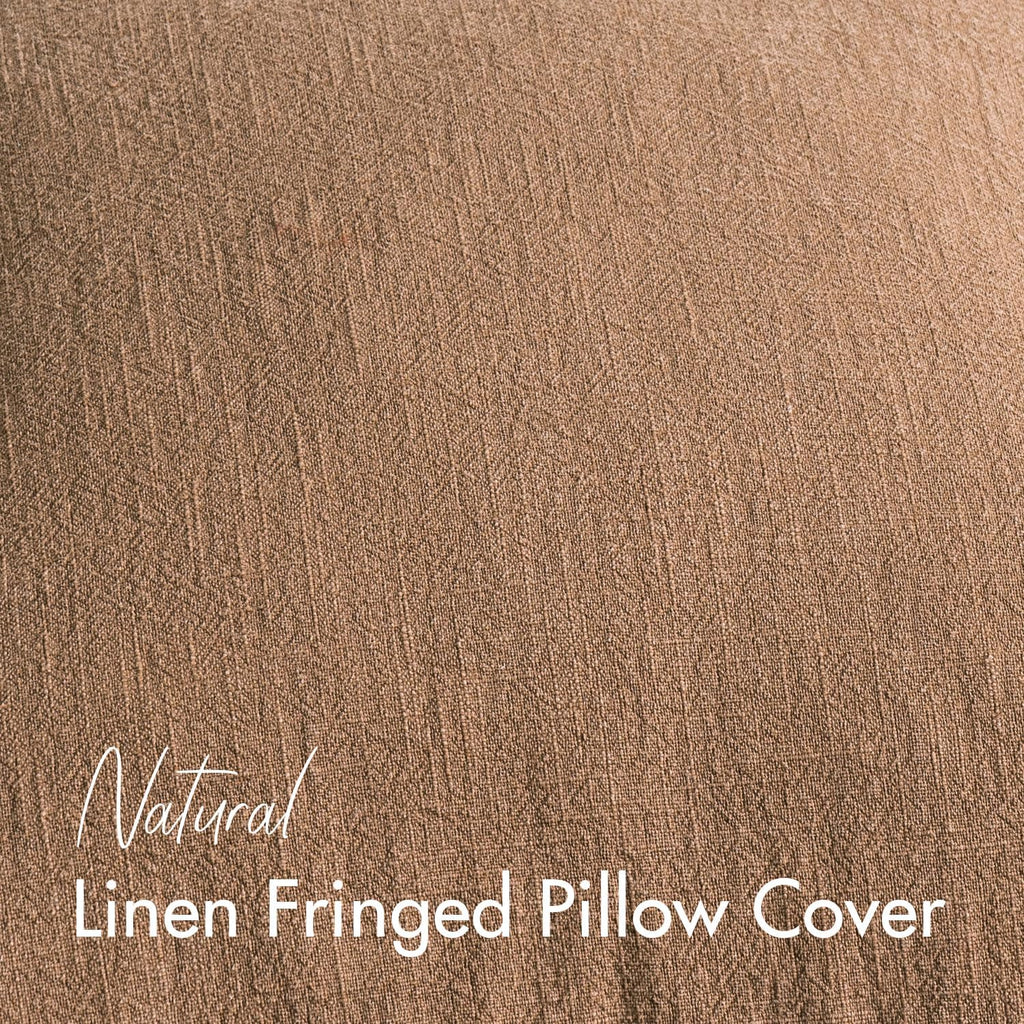 Decorative Linen Fringe Throw Pillow Covers Boho Farmhouse Soft Euro Accent Pillowcases with Tassels for Bed Couch Sofa Living Room Bedroom,24x24 Inch Set of 2,Brown