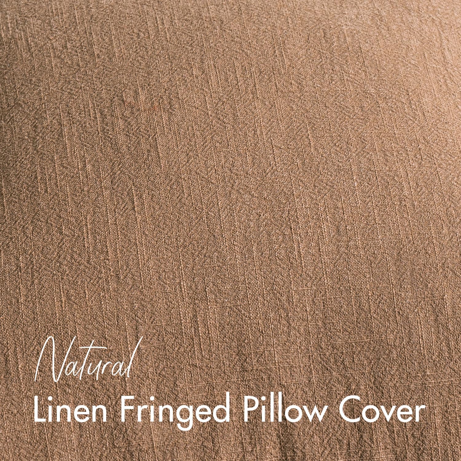 Decorative Linen Fringe Throw Pillow Covers Boho Farmhouse Soft Euro Accent Pillowcases with Tassels for Bed Couch Sofa Living Room Bedroom,24x24 Inch Set of 2,Brown
