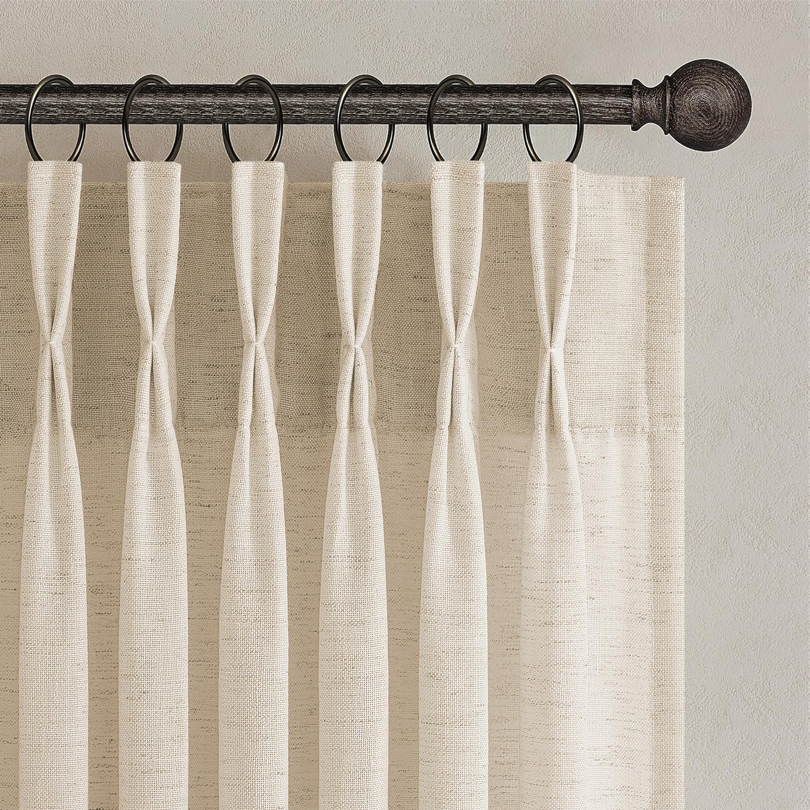 Topfinel 102 Inch Curtains 1 Panels Set,One Packs Pinch Pleat Back Tab Linen Window Semi Sheer Privacy Thick Decorative Curtain Drapes for Living Room Bedroom,60x102 in Long,Oatmeal