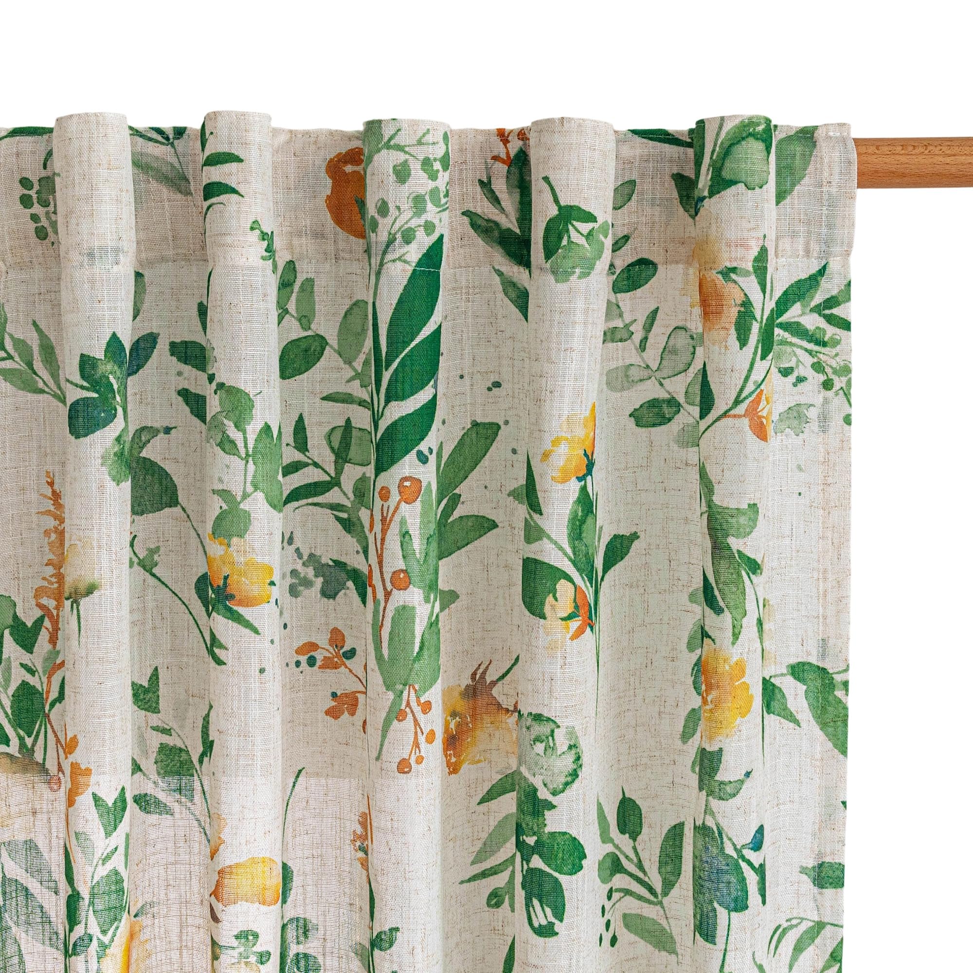MYSKY HOME Ceiling Curtains for Living Room, Farmhouse Style Lines Printed Curtains 95 Inches Long Semi Sheer Drapes for Living Room, Modern Style Room Divider Curtains, 50"x95", Khaki, 2 PCs