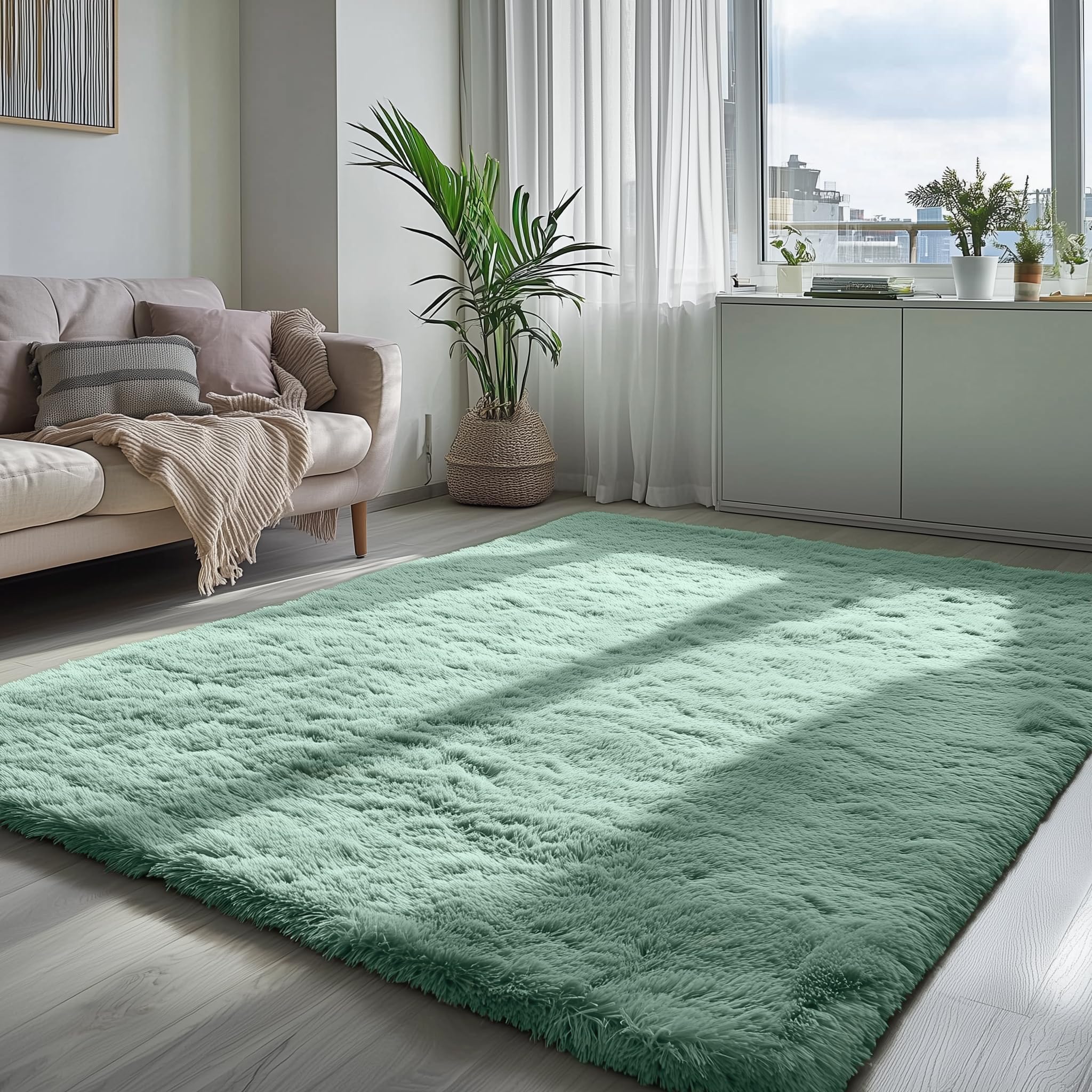 PAGISOFE Abstract Soft Shaggy Rugs for Living Room 5x8 Ft,Tie-Dyed Grey Fluffy Rugs for Kids Room Furry Carpets for Bedroom Room Decor Aesthetic Large Shag Carpet for Boys Girls Dorm Nursery