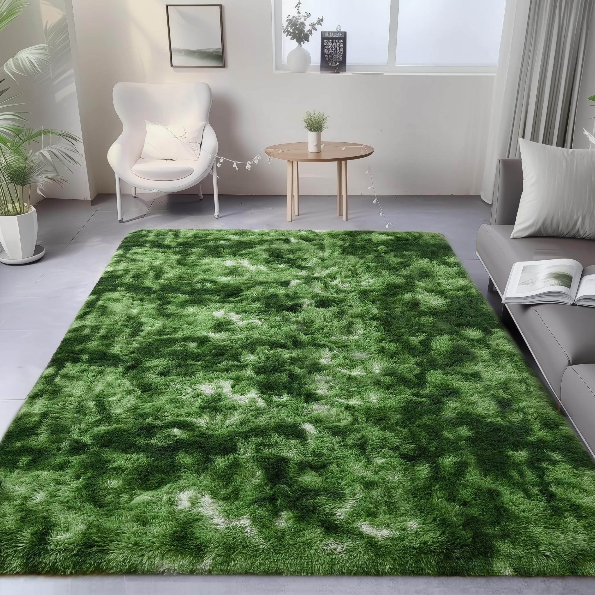 PAGISOFE Abstract Soft Shaggy Rugs for Living Room 5x8 Ft,Tie-Dyed Grey Fluffy Rugs for Kids Room Furry Carpets for Bedroom Room Decor Aesthetic Large Shag Carpet for Boys Girls Dorm Nursery