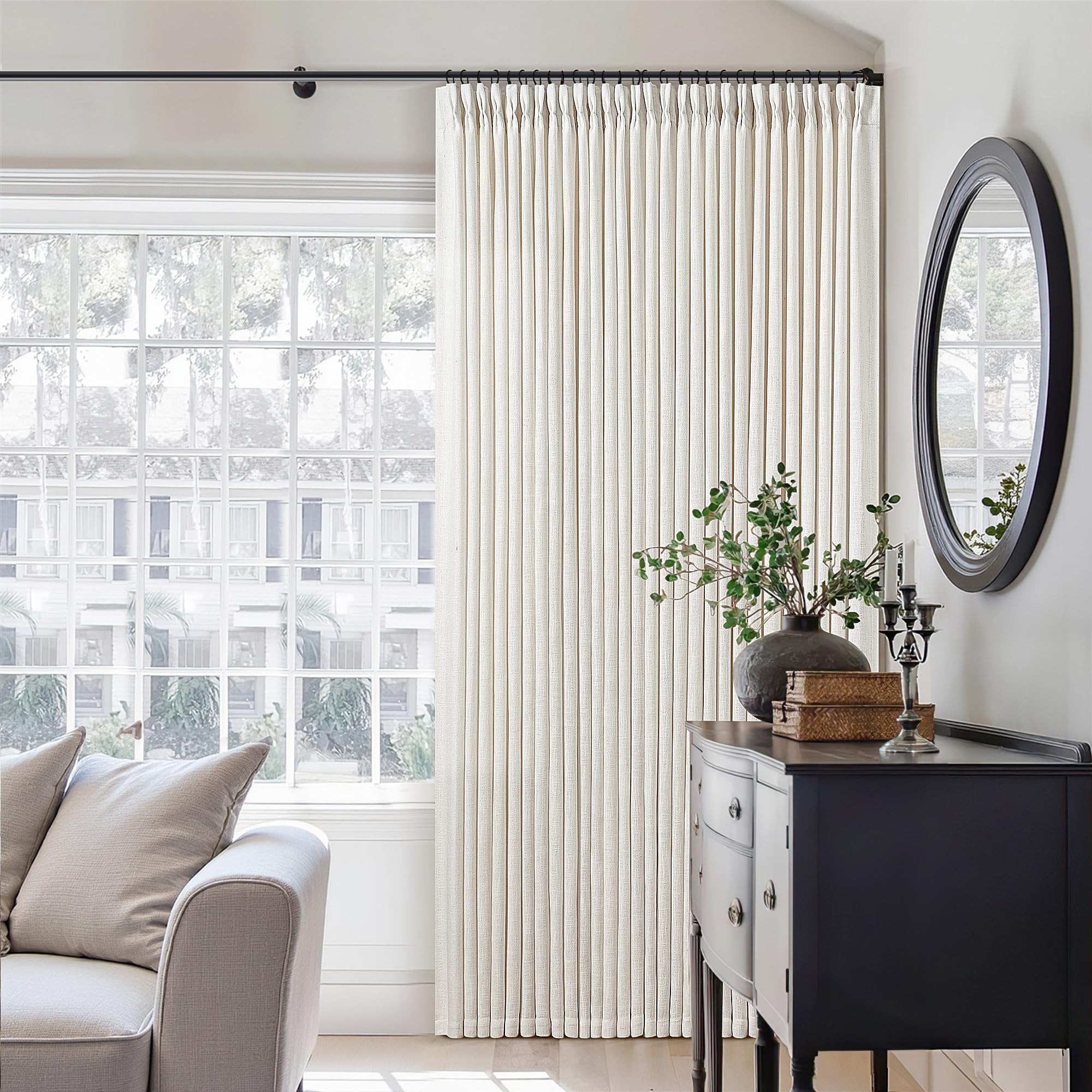 Dutch Cocoa Pinch Pleated Linen Curtains 84 Inches Long 60 Inch Width Linen Blend Light Filtering Window Curtains 84 Inch for Living Room Bedroom Patio Pinch Pleat Drapes Hooks Rings 1 Panel 60Wx84L