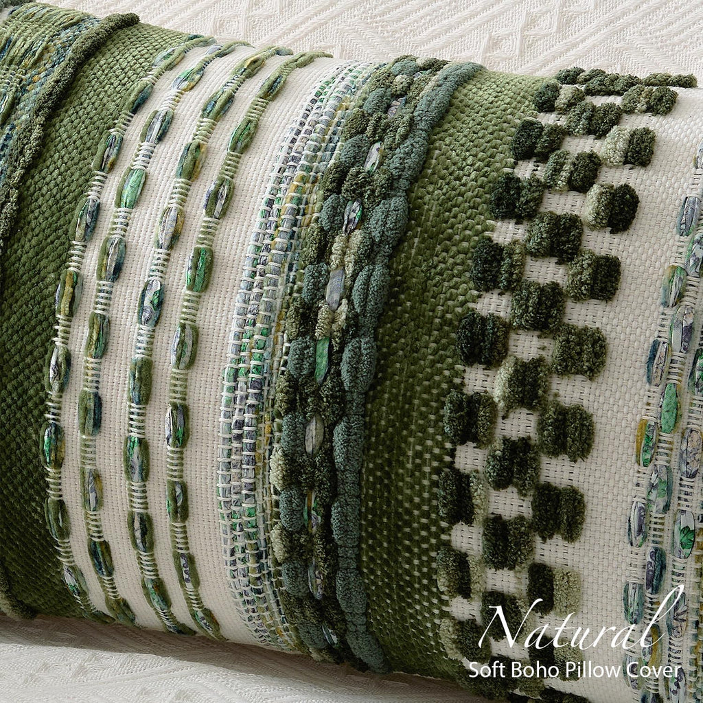Kevin Textile 20x20 Inch Throw Pillow Cover 1 Pack Boho Decorative Soft Chenille Thread Woven Tufted Textured Square Cushion Case Farmhouse Accent for Living Room Couch Sofa Bed, Green