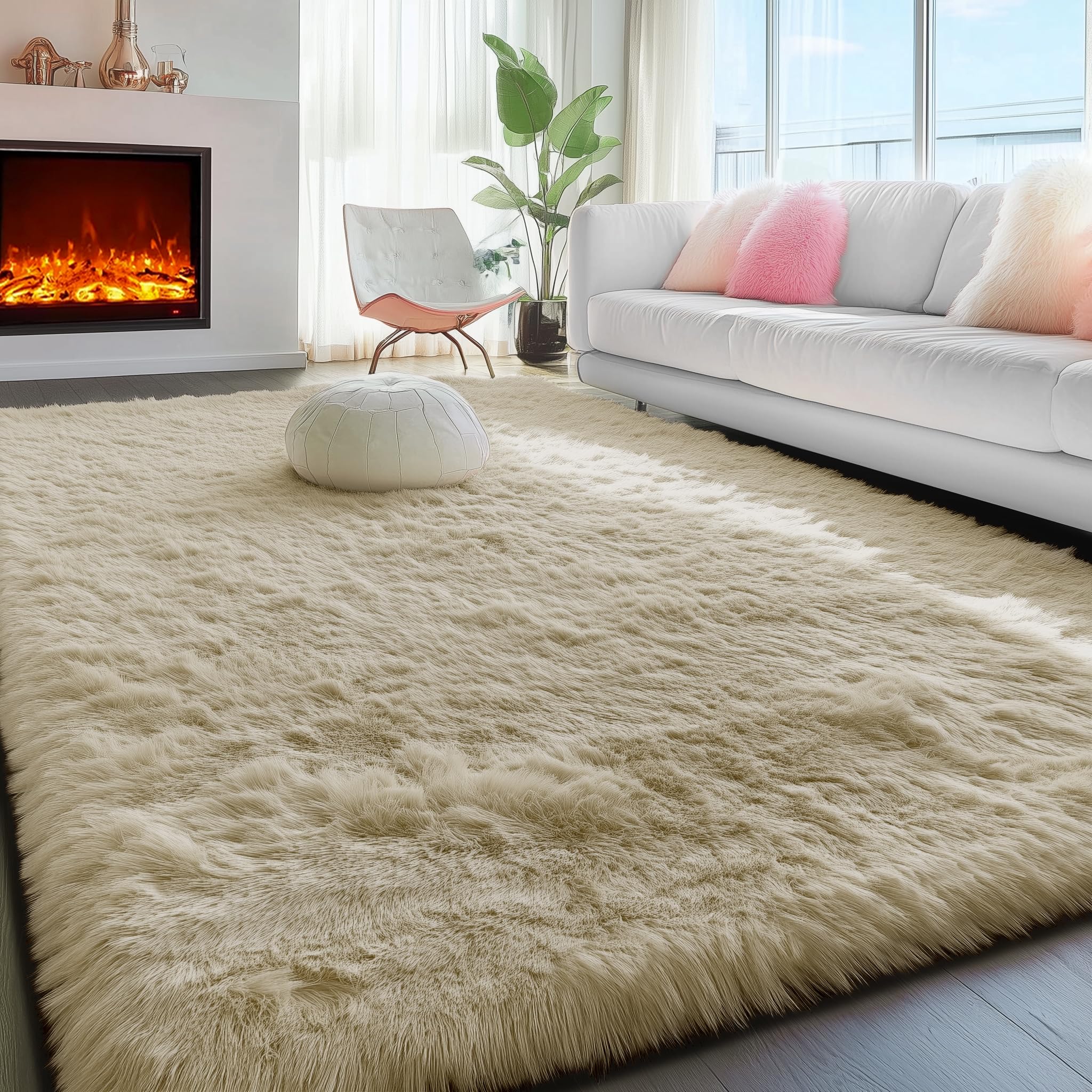PAGISOFE Abstract Soft Shaggy Rugs for Living Room 5x8 Ft,Tie-Dyed Grey Fluffy Rugs for Kids Room Furry Carpets for Bedroom Room Decor Aesthetic Large Shag Carpet for Boys Girls Dorm Nursery