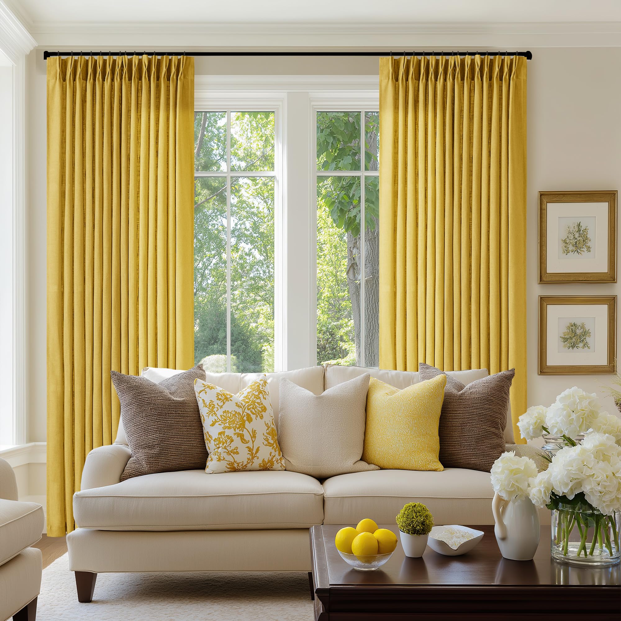 Dutch Cocoa Pinch Pleated Linen Curtains 84 Inches Long 60 Inch Width Linen Blend Light Filtering Window Curtains 84 Inch for Living Room Bedroom Patio Pinch Pleat Drapes Hooks Rings 1 Panel 60Wx84L
