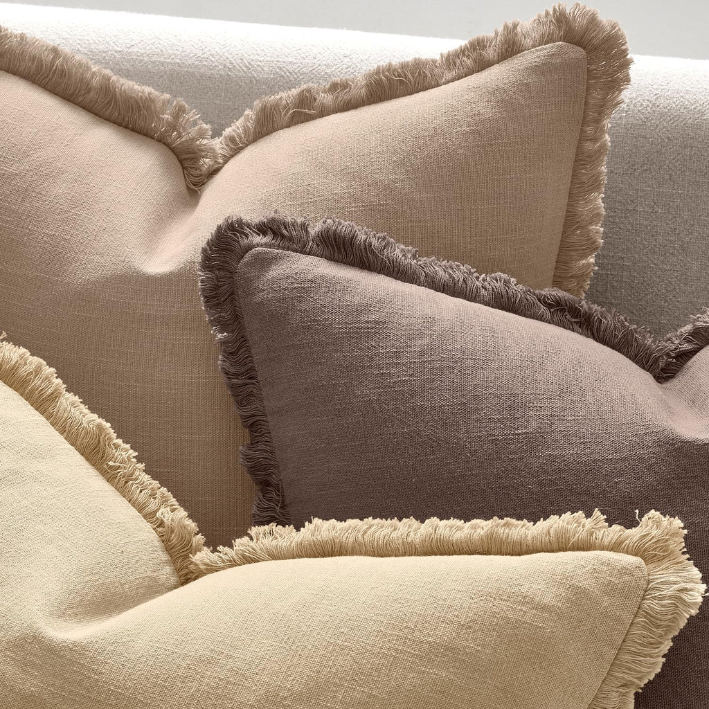 ANRODUO Set of 2 Decorative Throw Pillow Covers 26×26 Inch Soft Linen Fringe Farmhouse Boho Vintage Cushion Covers with Tassels Accent Pillowcase for Couch Sofa Bed Living Room Summer Decor Cream