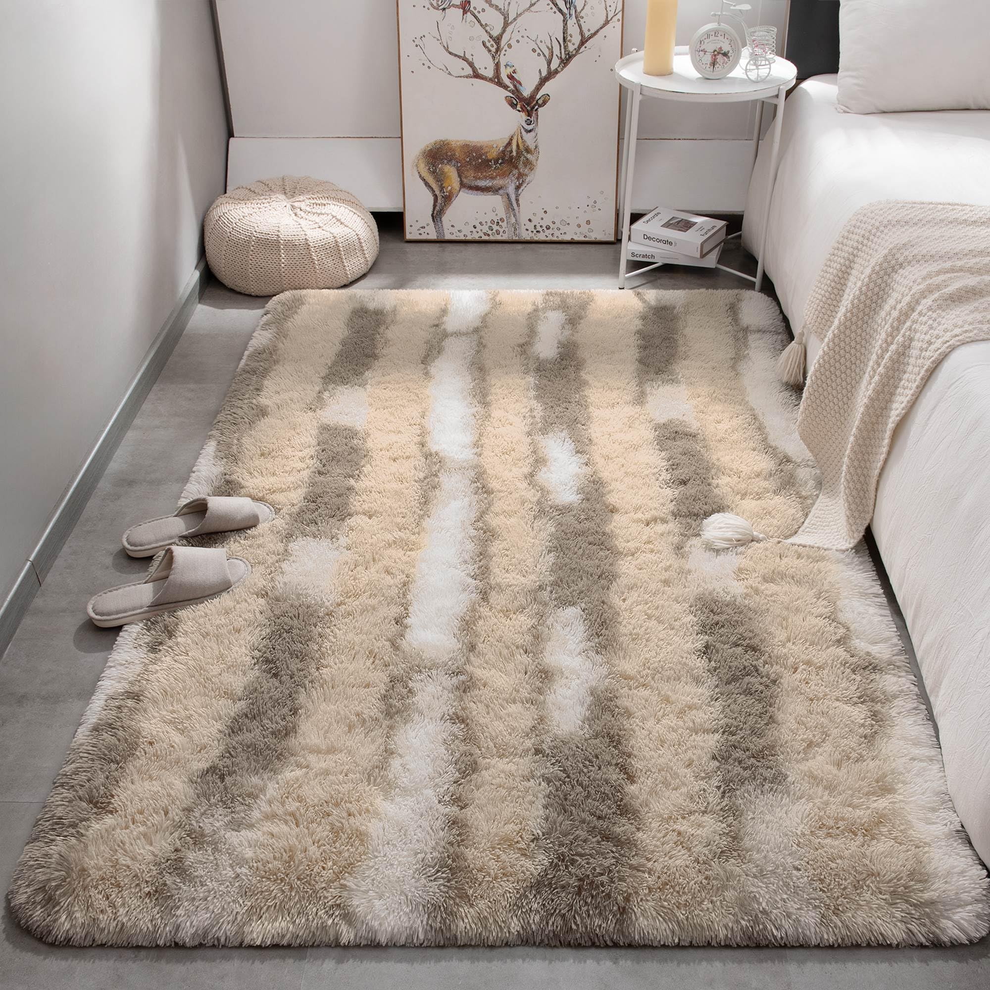 Merelax Soft Modern Indoor Shaggy Area Rug for Bedroom Livingroom Dorm Kids Room Home Decorative, Non-Slip Plush Fluffy Furry Fur Rugs Comfy Nursery Accent Floor Carpet 2x3 Feet, Black