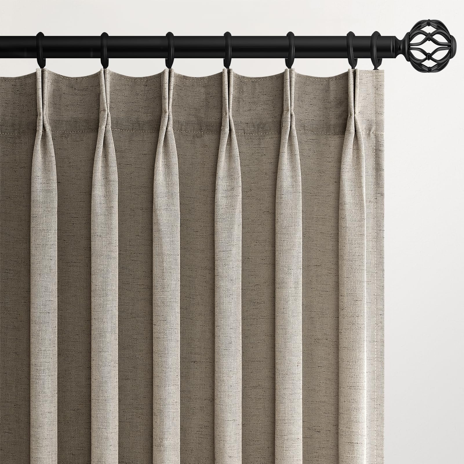 Topfinel 102 Inch Curtains 1 Panels Set,One Packs Pinch Pleat Back Tab Linen Window Semi Sheer Privacy Thick Decorative Curtain Drapes for Living Room Bedroom,60x102 in Long,Oatmeal
