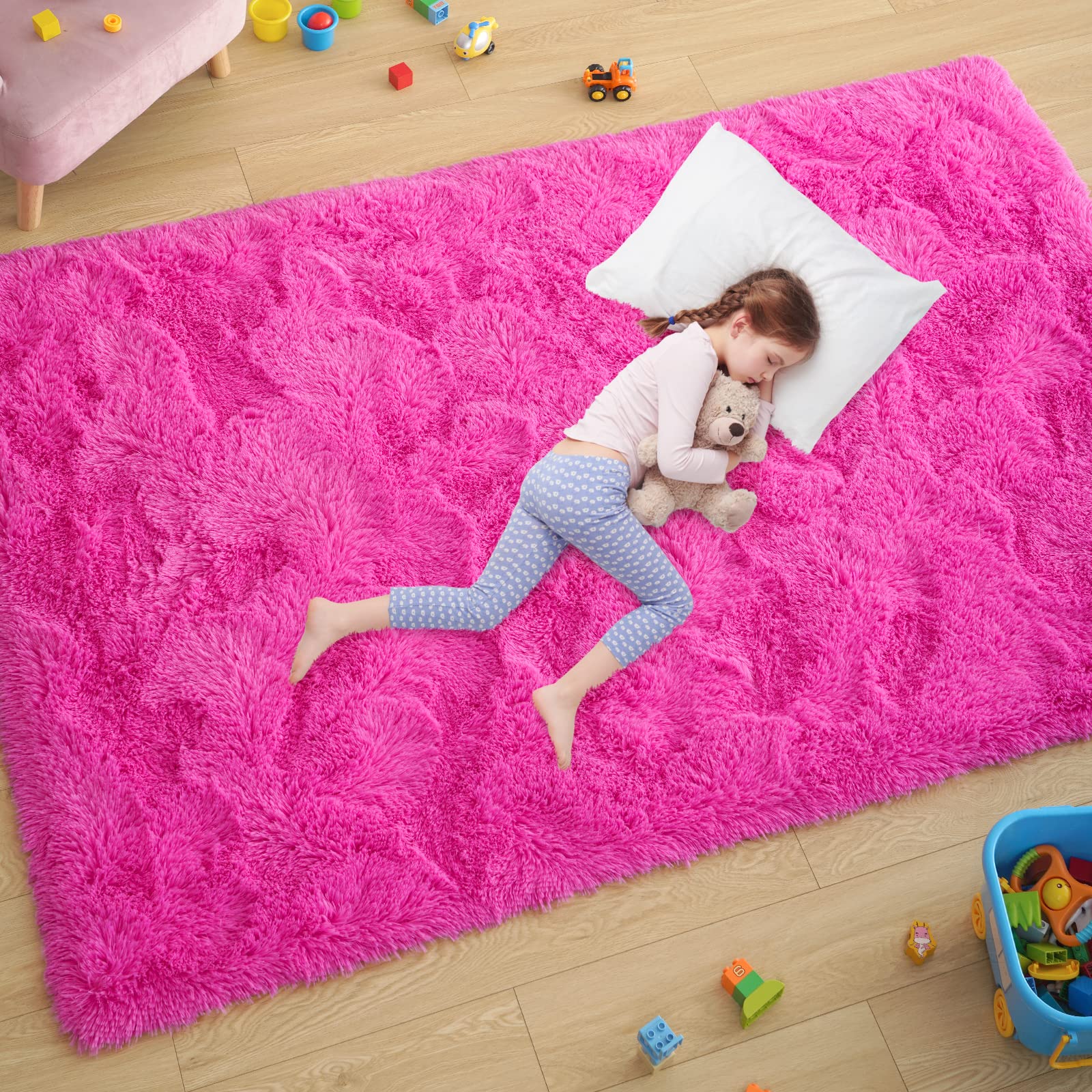Ultra Soft Fluffy Rugs for Bedroom 4x6 Feet, Shag Area Rugs for Living Room, Large Comfy Furry Rug for Boys Kids Baby Room Decor, Non Slip Nursery Rug Modern Indoor Fuzzy Floor Carpet, Light Blue