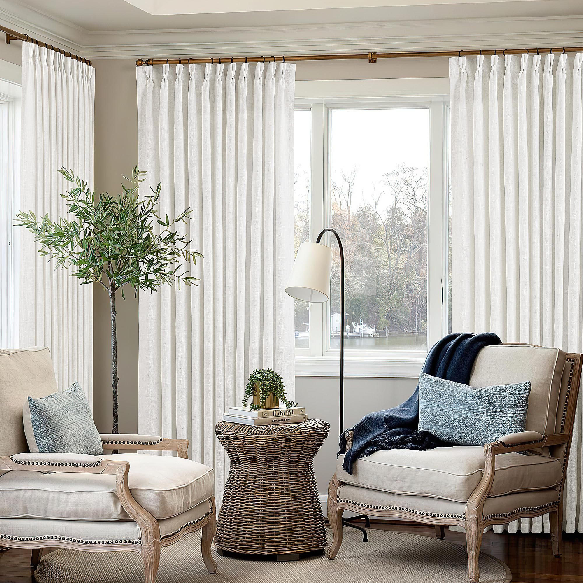 Dutch Cocoa Pinch Pleated Linen Curtains 84 Inches Long 60 Inch Width Linen Blend Light Filtering Window Curtains 84 Inch for Living Room Bedroom Patio Pinch Pleat Drapes Hooks Rings 1 Panel 60Wx84L